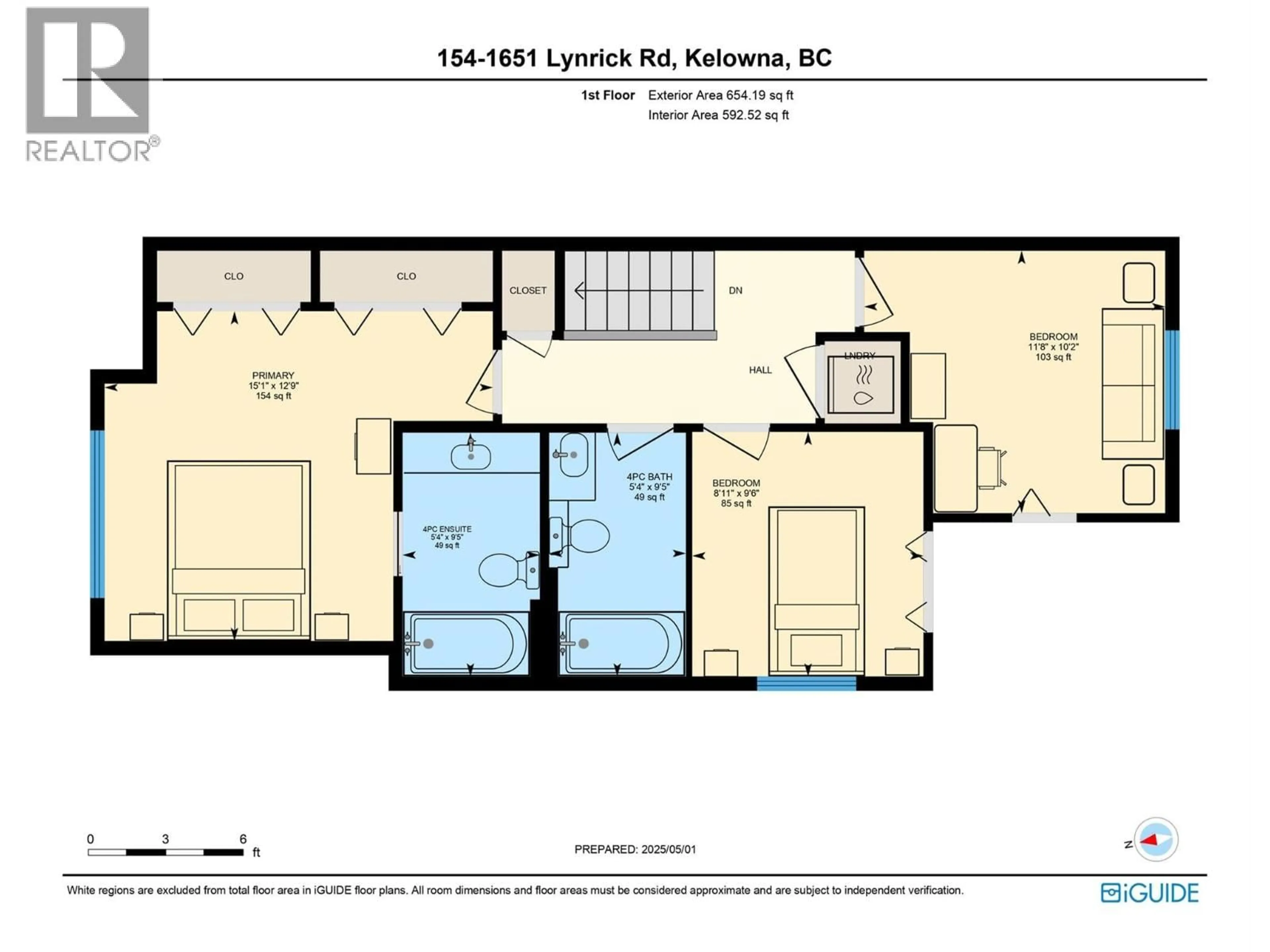Floor plan for 154 - 1651 LYNRICK ROAD, Kelowna British Columbia V1P1R4