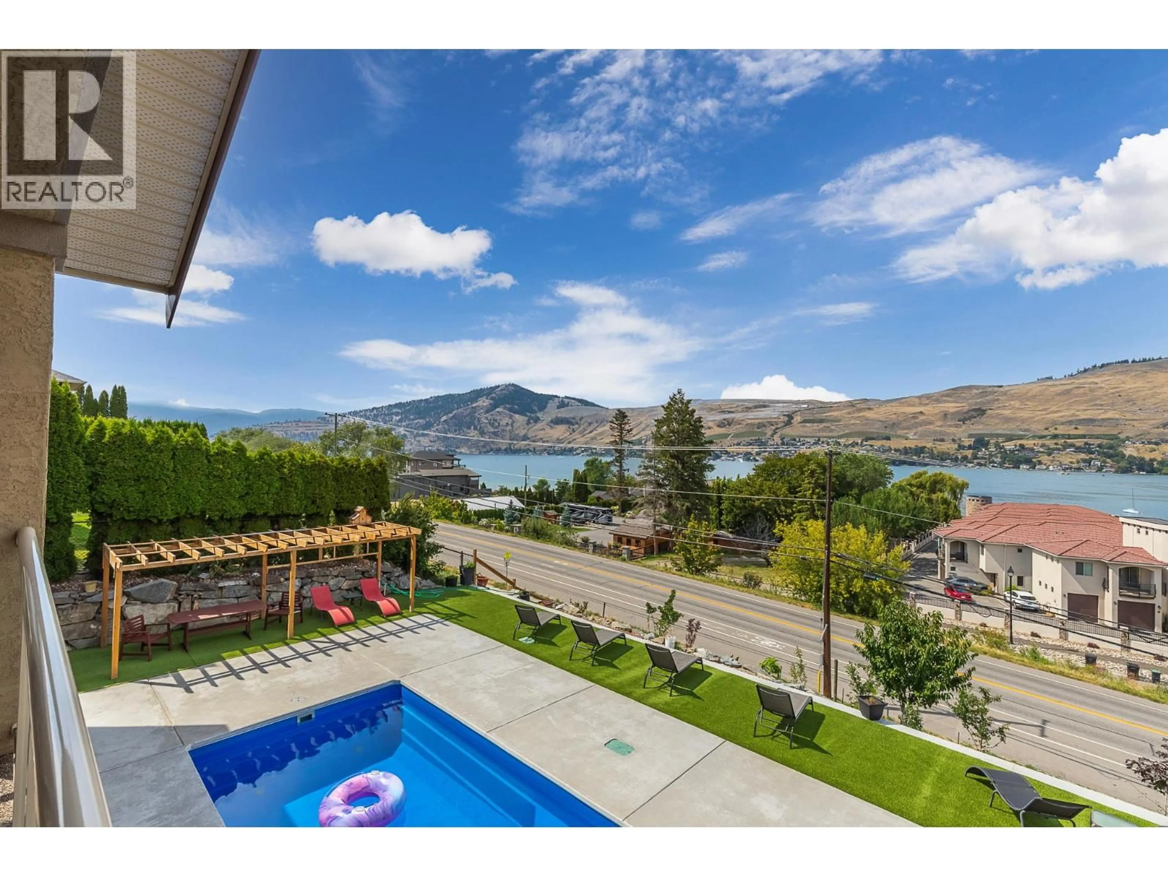 A pic from outside/outdoor area/front of a property/back of a property/a pic from drone, water/lake/river/ocean view for 1033 LONGACRE PLACE, Vernon British Columbia V1H1H7