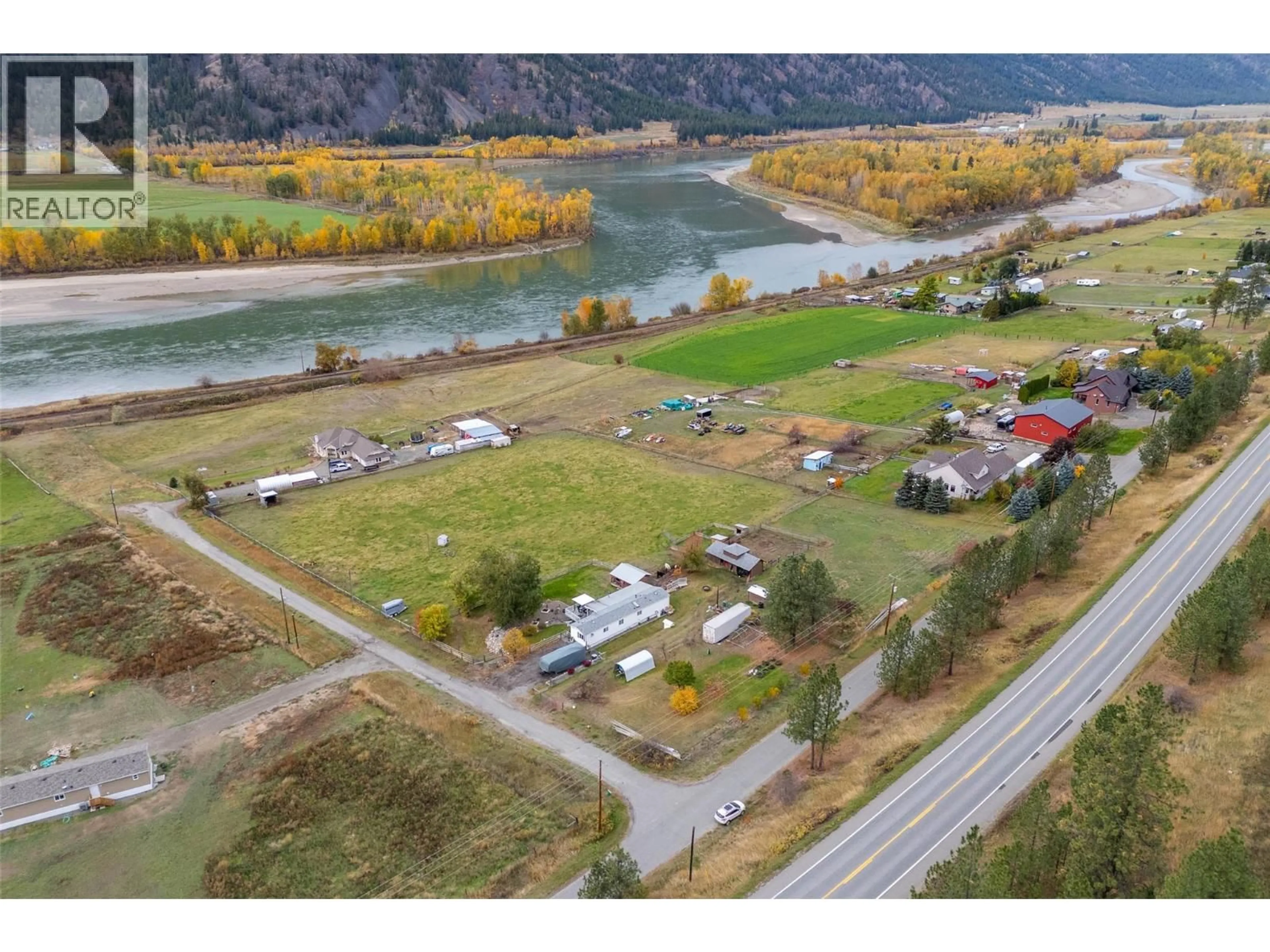 A pic from outside/outdoor area/front of a property/back of a property/a pic from drone, mountain view for 185 HOOVERS FERRY ROAD, Kamloops British Columbia V0E1Z2