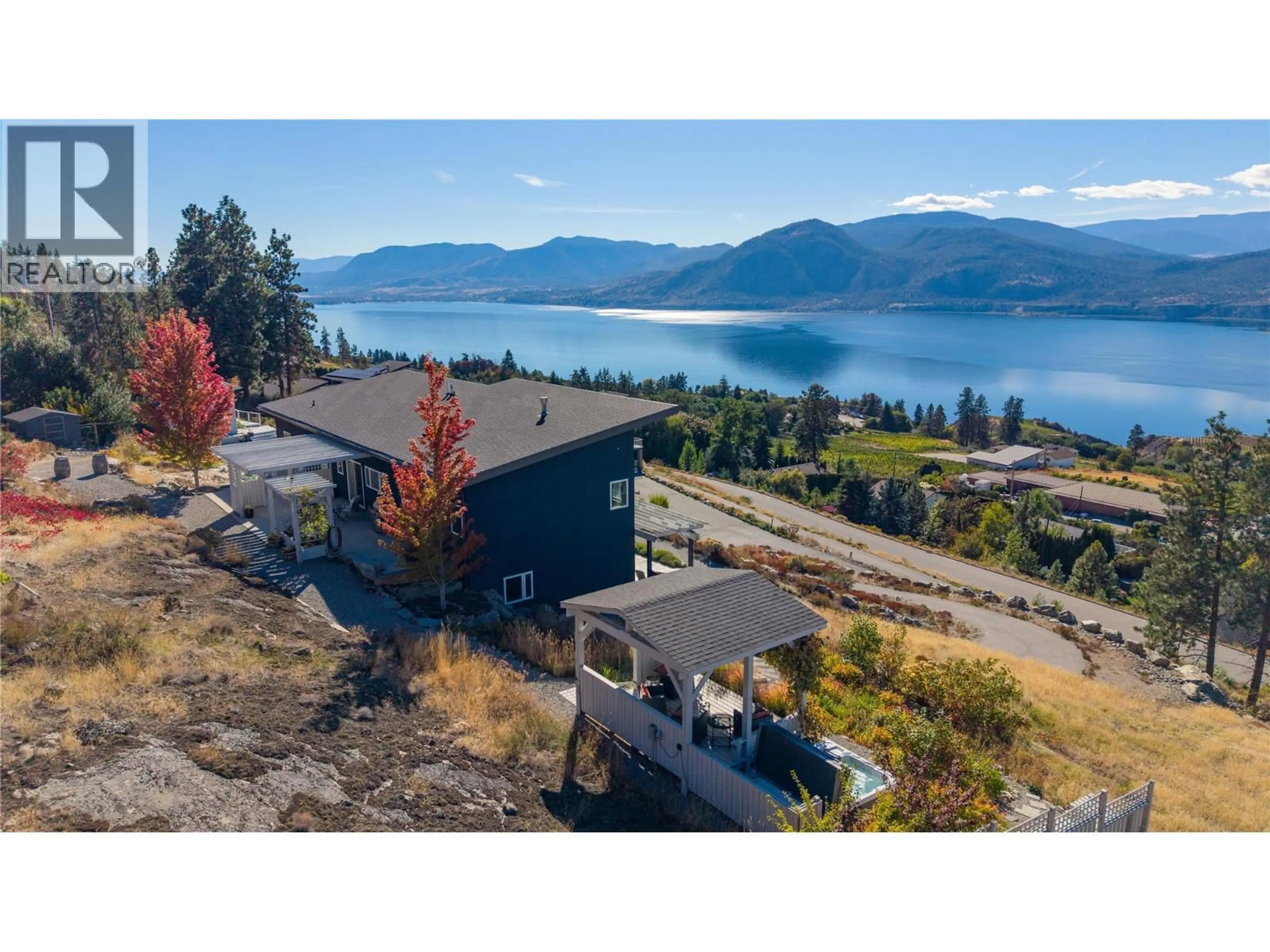 A pic from outside/outdoor area/front of a property/back of a property/a pic from drone, water/lake/river/ocean view for 2502 WINIFRED ROAD, Naramata British Columbia V0H1N1