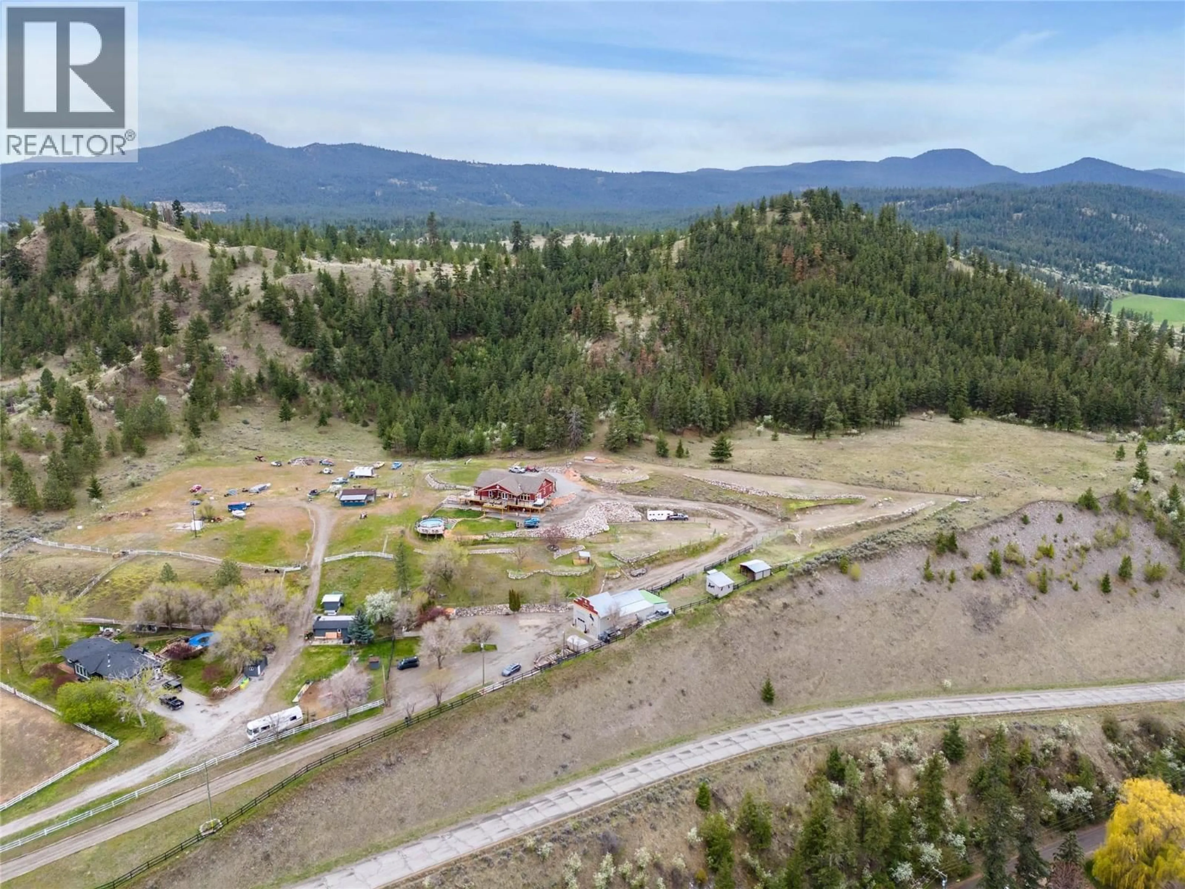 A pic from outside/outdoor area/front of a property/back of a property/a pic from drone, mountain view for 7629 BARNHARTVALE ROAD, Kamloops British Columbia V2C6T7