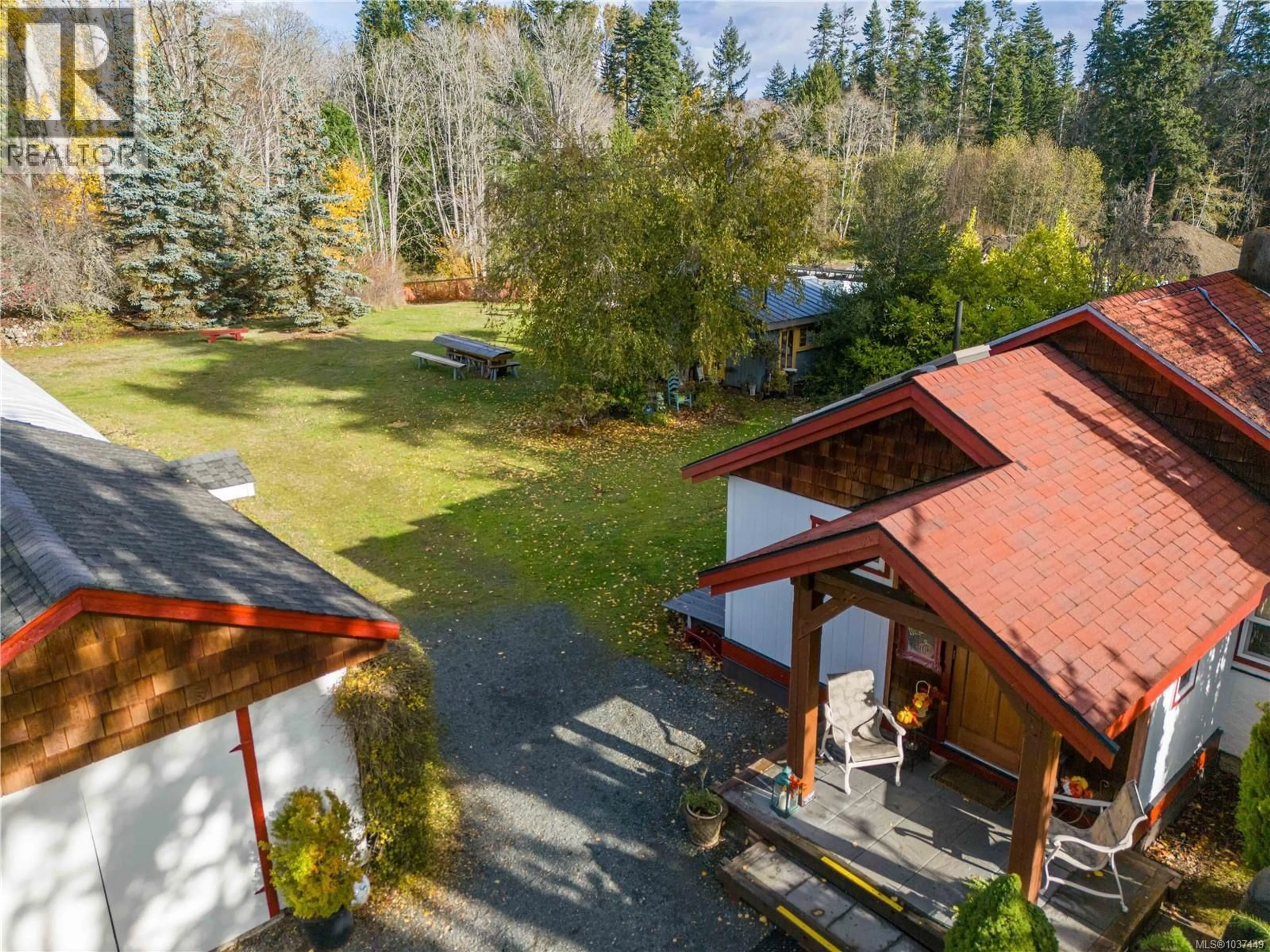 A pic from outside/outdoor area/front of a property/back of a property/a pic from drone, forest/trees view for 681 TURNER ROAD, Parksville British Columbia V9P1T7