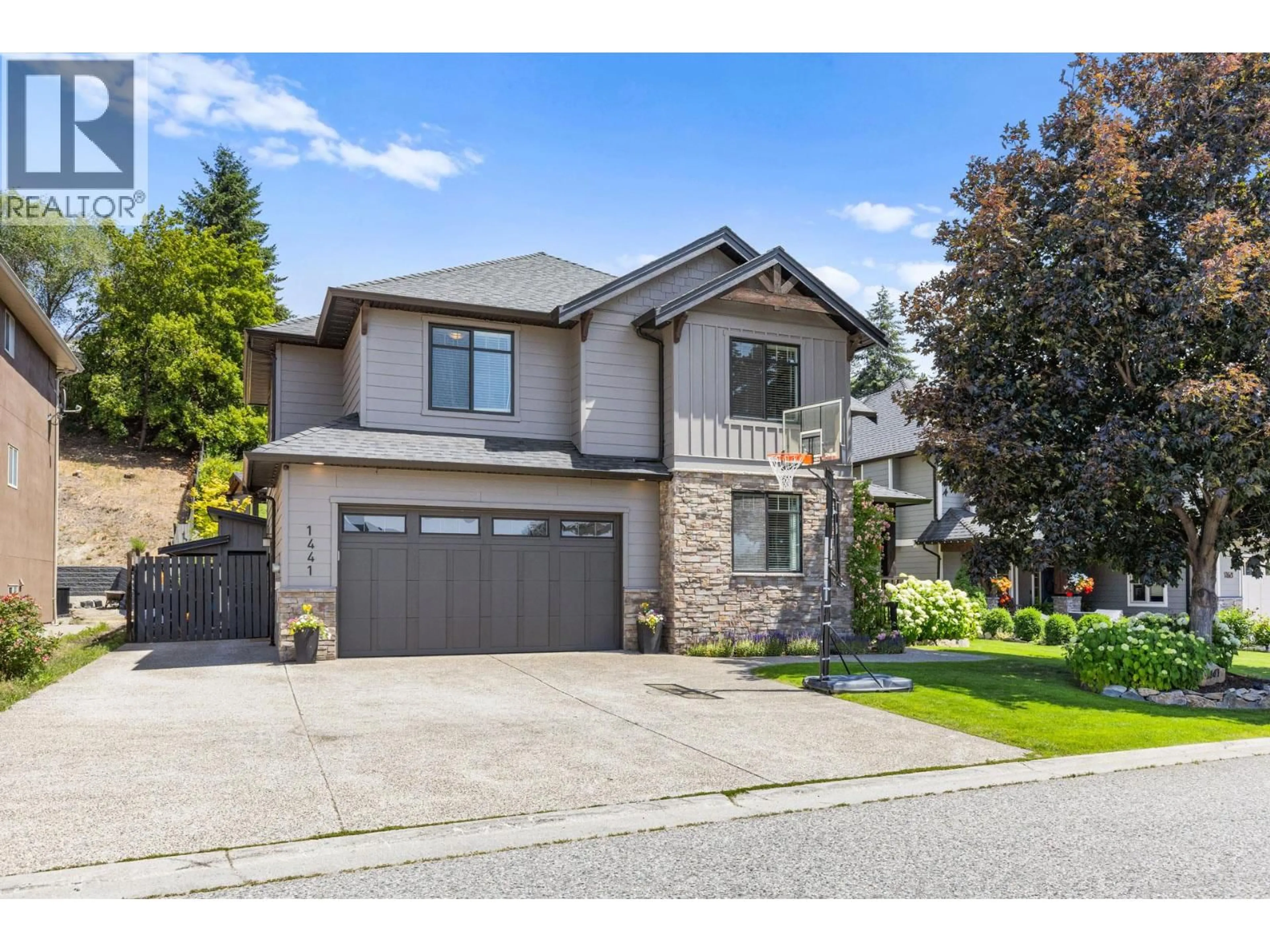 Home with brick exterior material, street for 1441 BLACK MOUNTAIN CRESCENT, Kelowna British Columbia V1P1P6