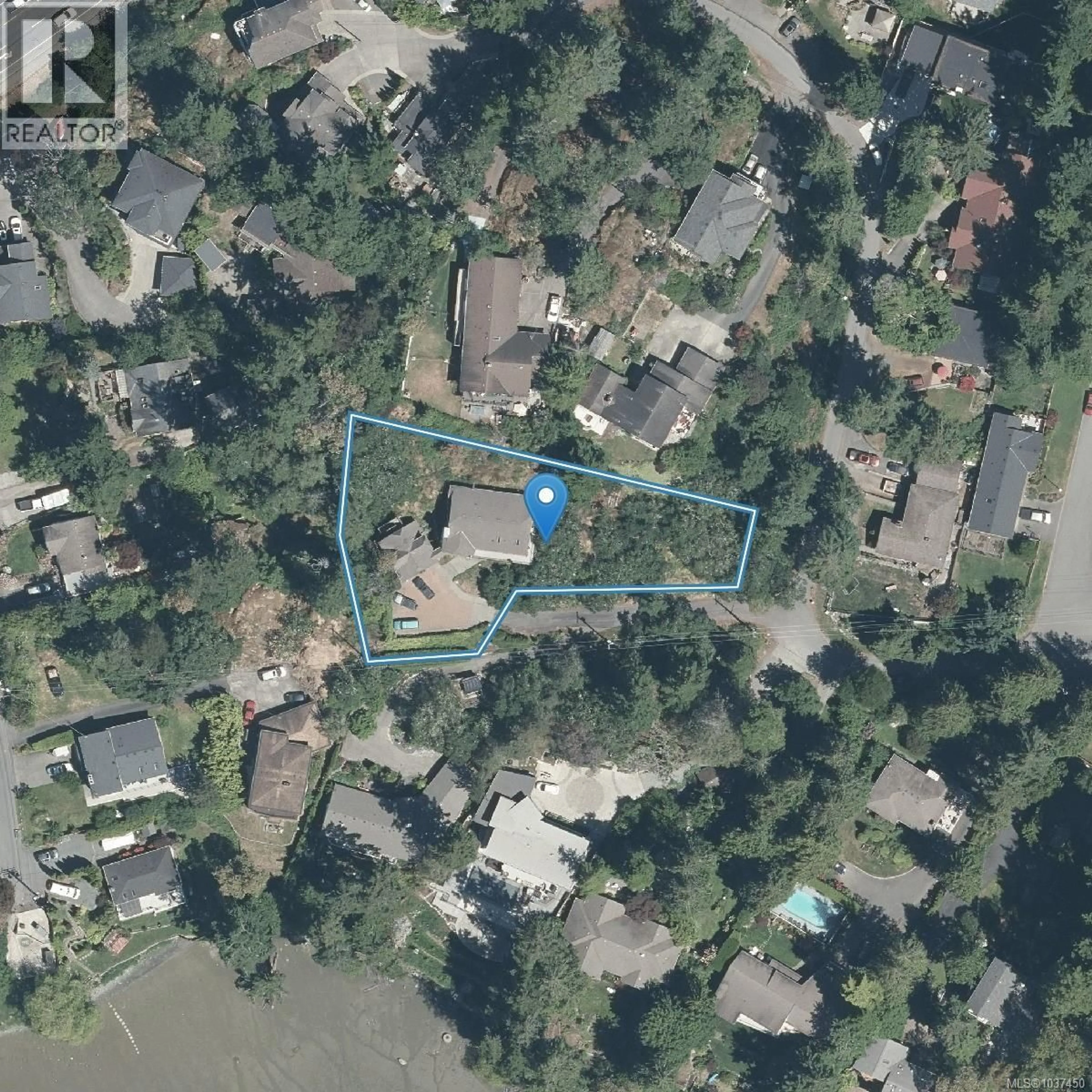 A pic from outside/outdoor area/front of a property/back of a property/a pic from drone, water/lake/river/ocean view for 5 HIGHBANK ROAD, View Royal British Columbia V9B1V3