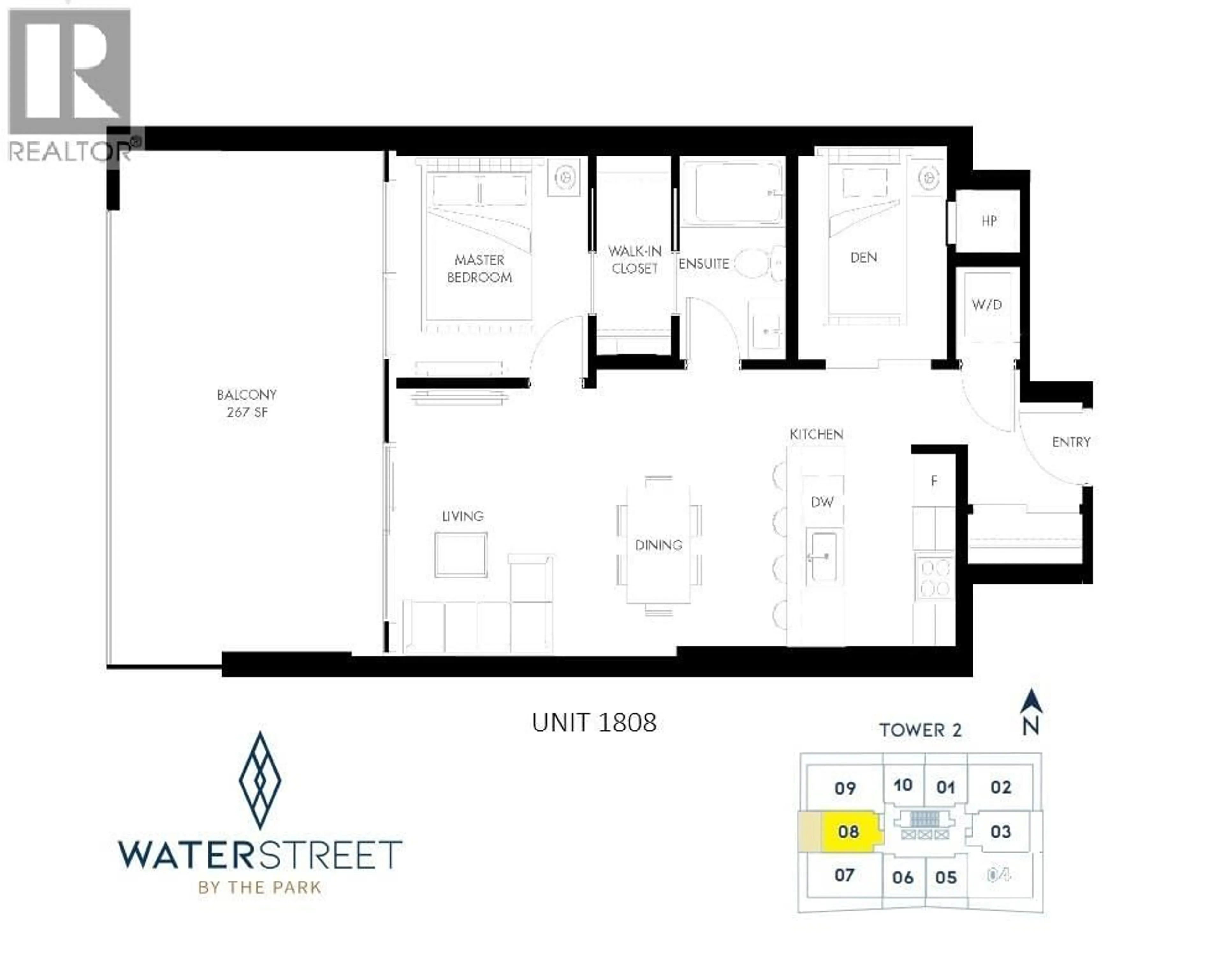 Floor plan for 1808 - 1626 WATER STREET, Kelowna British Columbia V1Y0N7