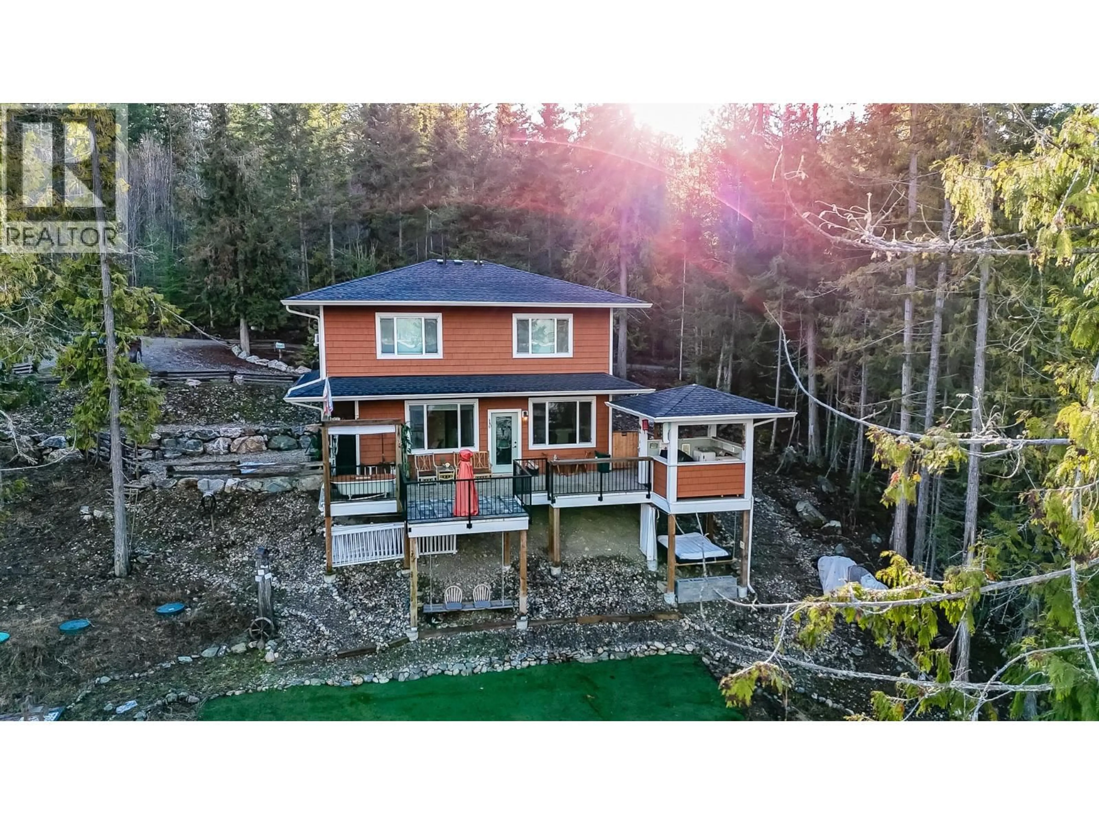 A pic from outside/outdoor area/front of a property/back of a property/a pic from drone, water/lake/river/ocean view for 4119 GALLIGAN ROAD, Eagle Bay British Columbia V0E1T0
