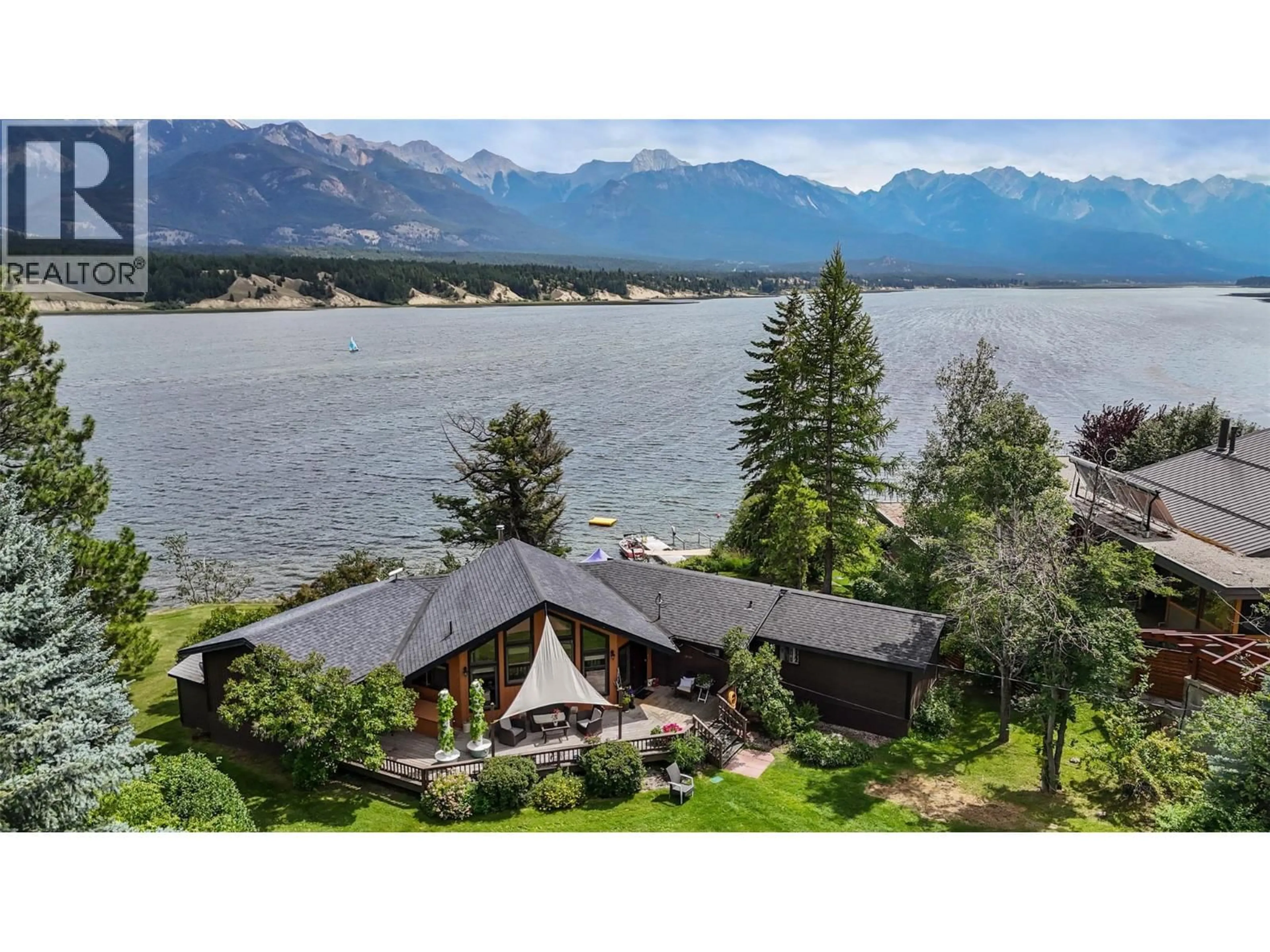 A pic from outside/outdoor area/front of a property/back of a property/a pic from drone, water/lake/river/ocean view for 2384 RUAULT ROAD, Invermere British Columbia V0A1K4