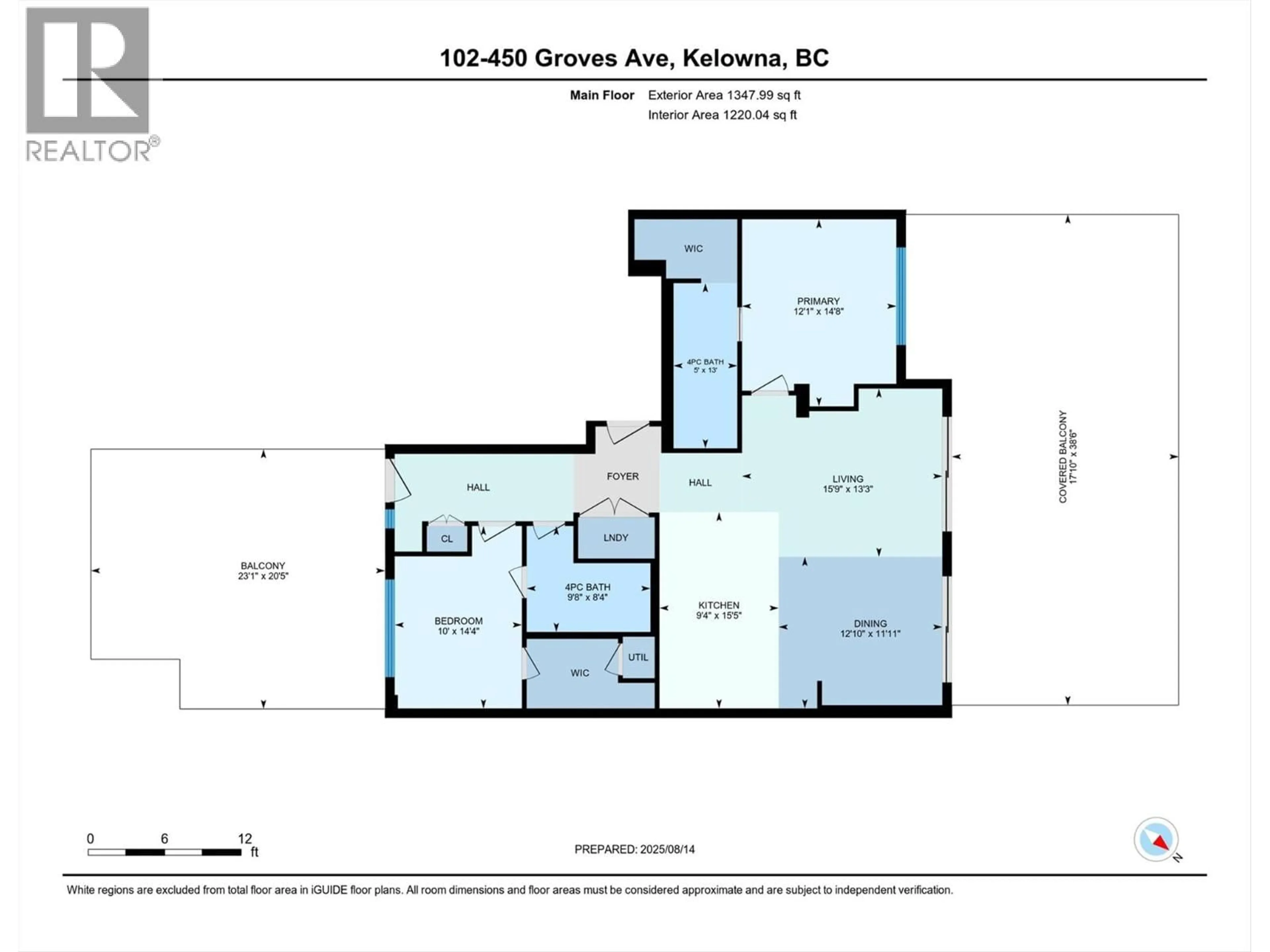 Floor plan for 102 - 450 GROVES AVENUE, Kelowna British Columbia V1Y4Y5