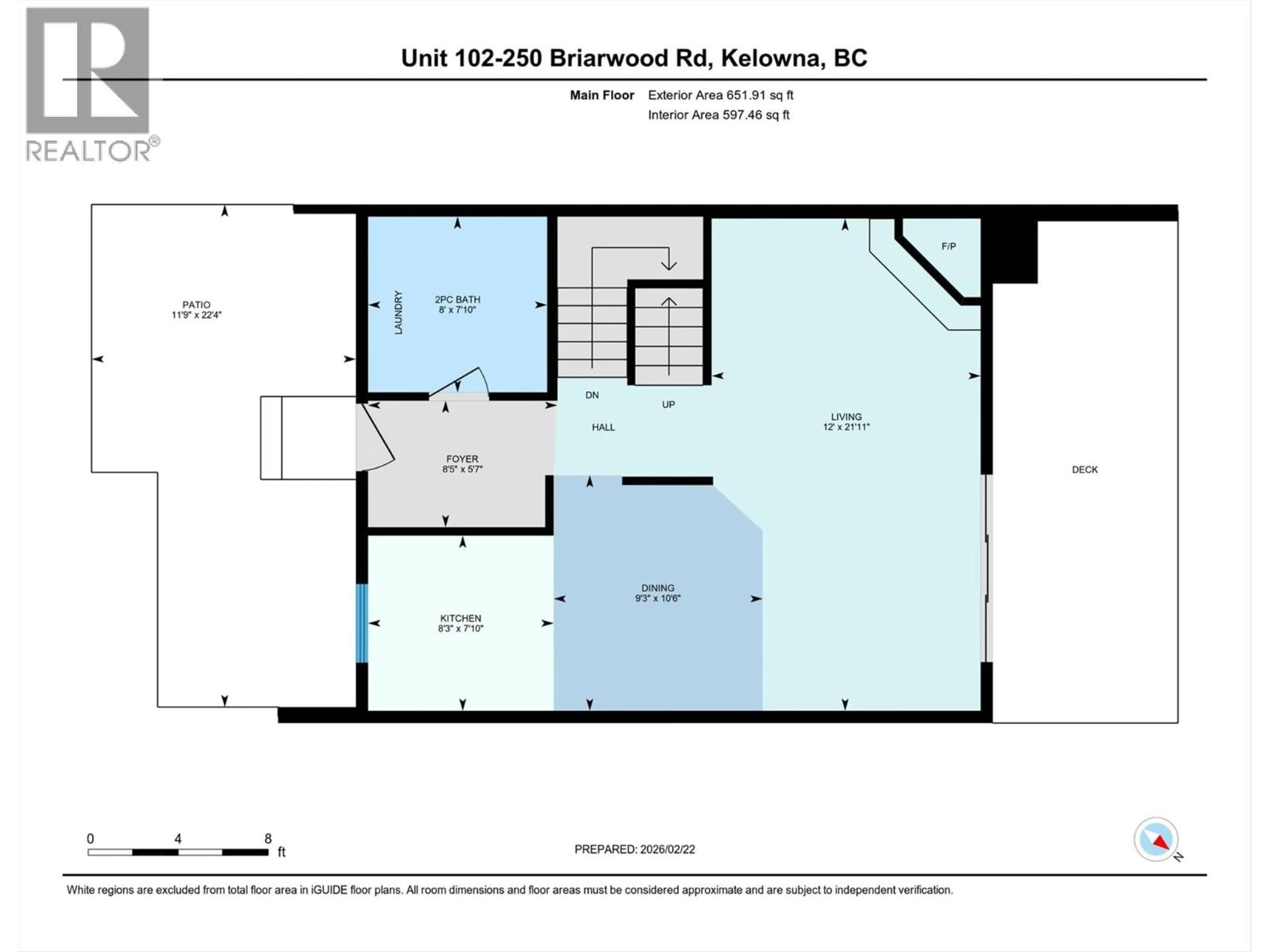 Floor plan for 102 - 250 BRIARWOOD ROAD, Kelowna British Columbia V1X2G3