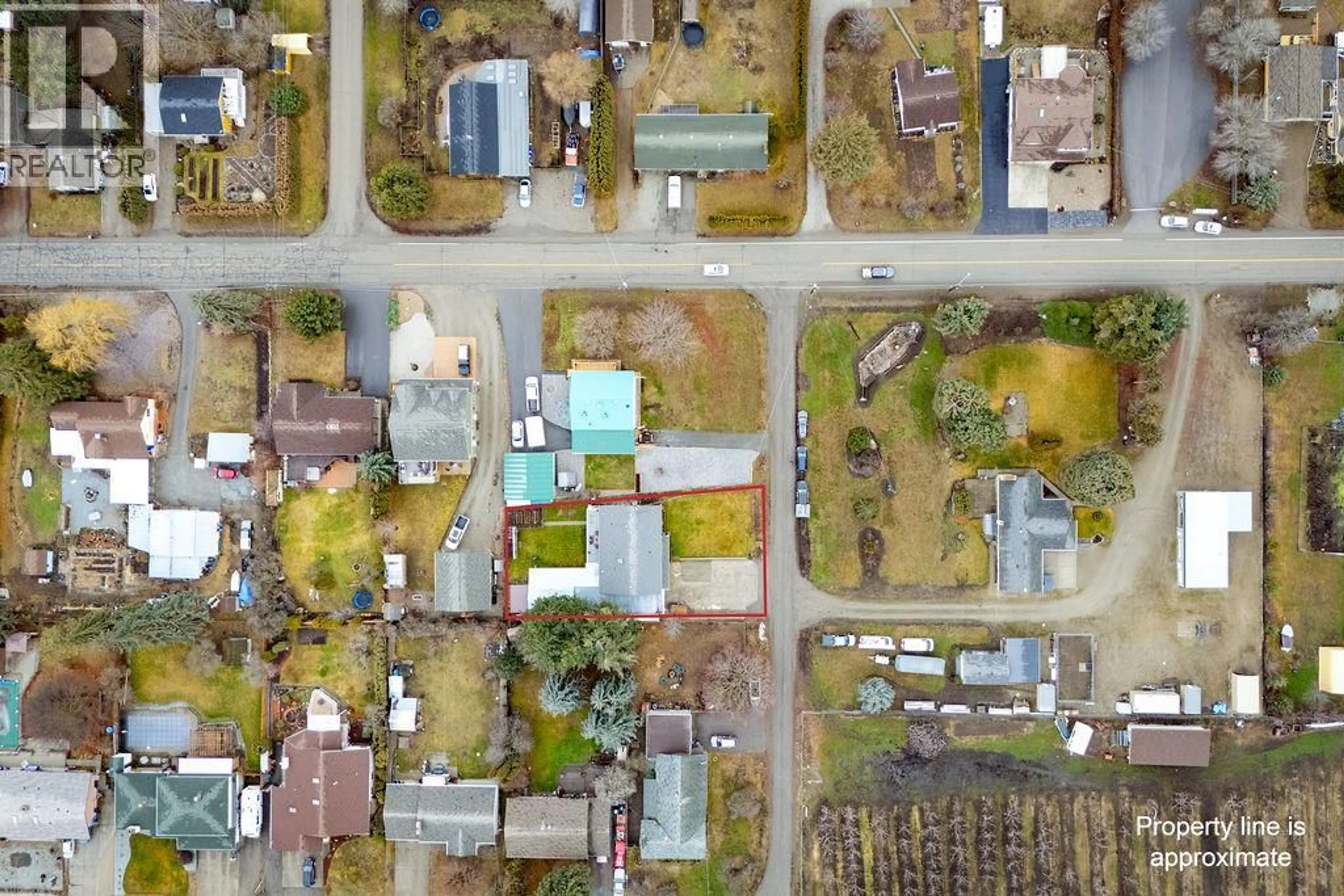 A pic from outside/outdoor area/front of a property/back of a property/a pic from drone, street for 5348 NORQUAY ROAD, Vernon British Columbia V1B3K7