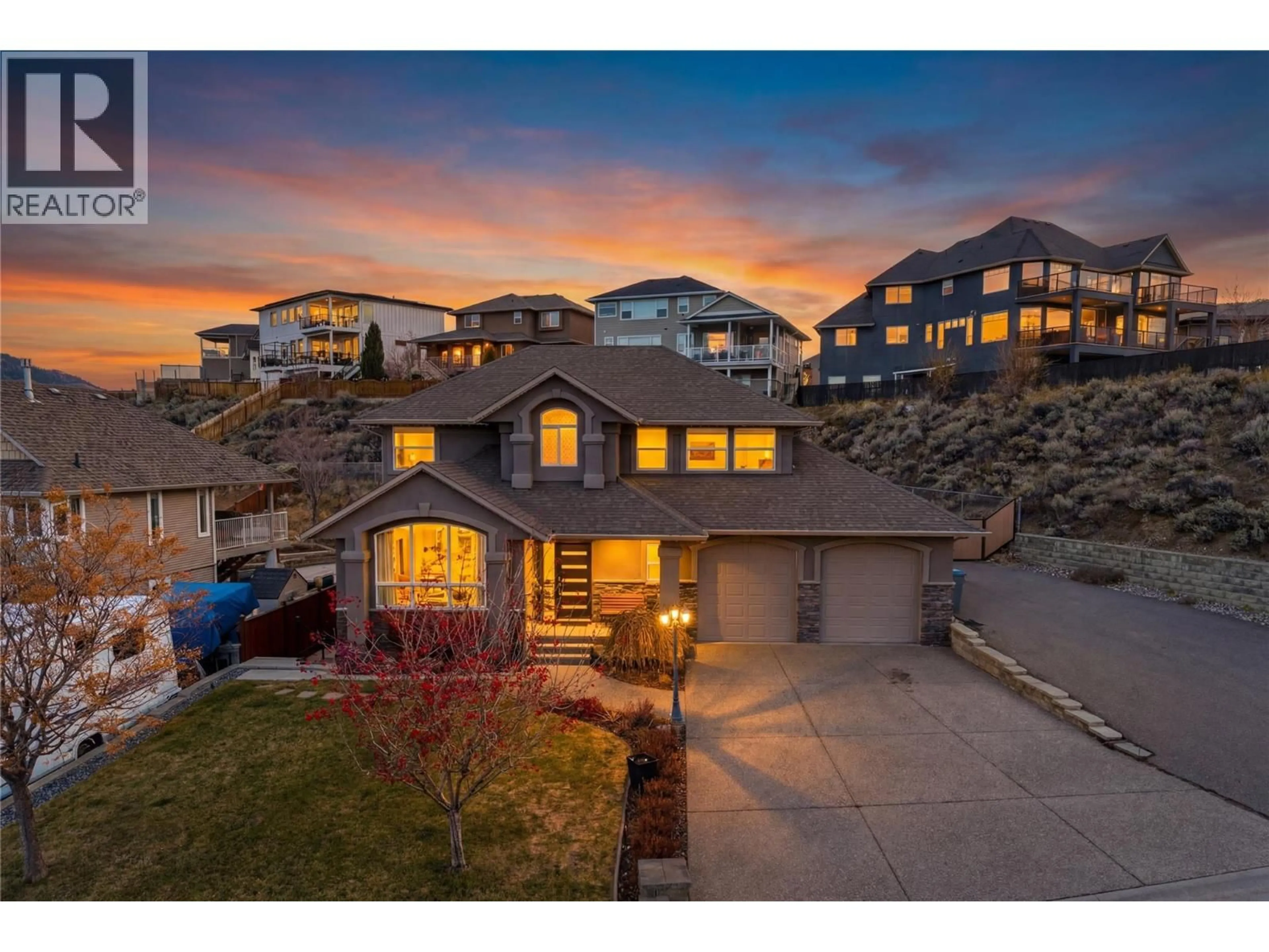 A pic from outside/outdoor area/front of a property/back of a property/a pic from drone, mountain view for 1052 QUAIL DRIVE, Kamloops British Columbia V2B8N9