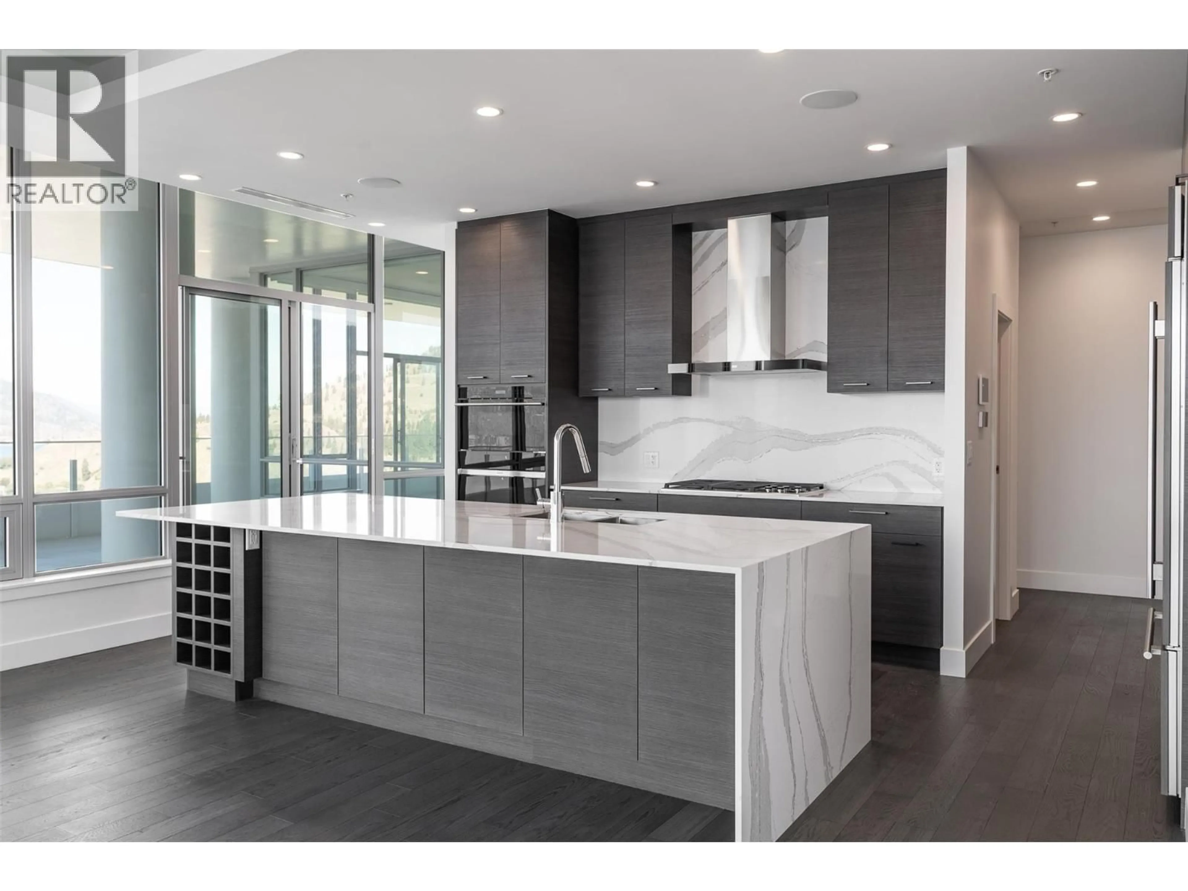 Contemporary kitchen, ceramic/tile floor for 2703 - 1181 SUNSET DRIVE, Kelowna British Columbia V1Y0J5