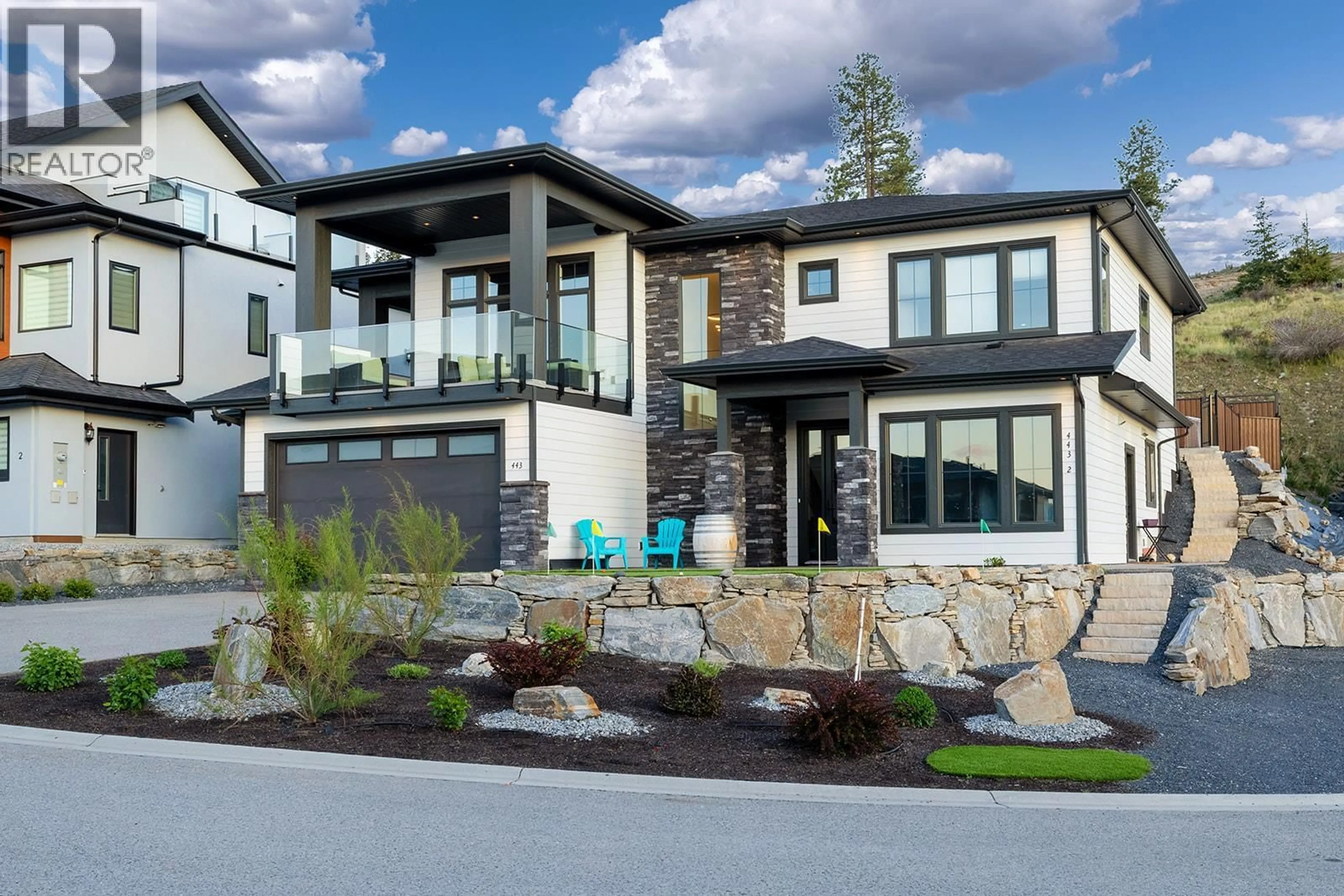 Home with vinyl exterior material, street for 443 REDTAIL COURT, Kelowna British Columbia V1W0B1