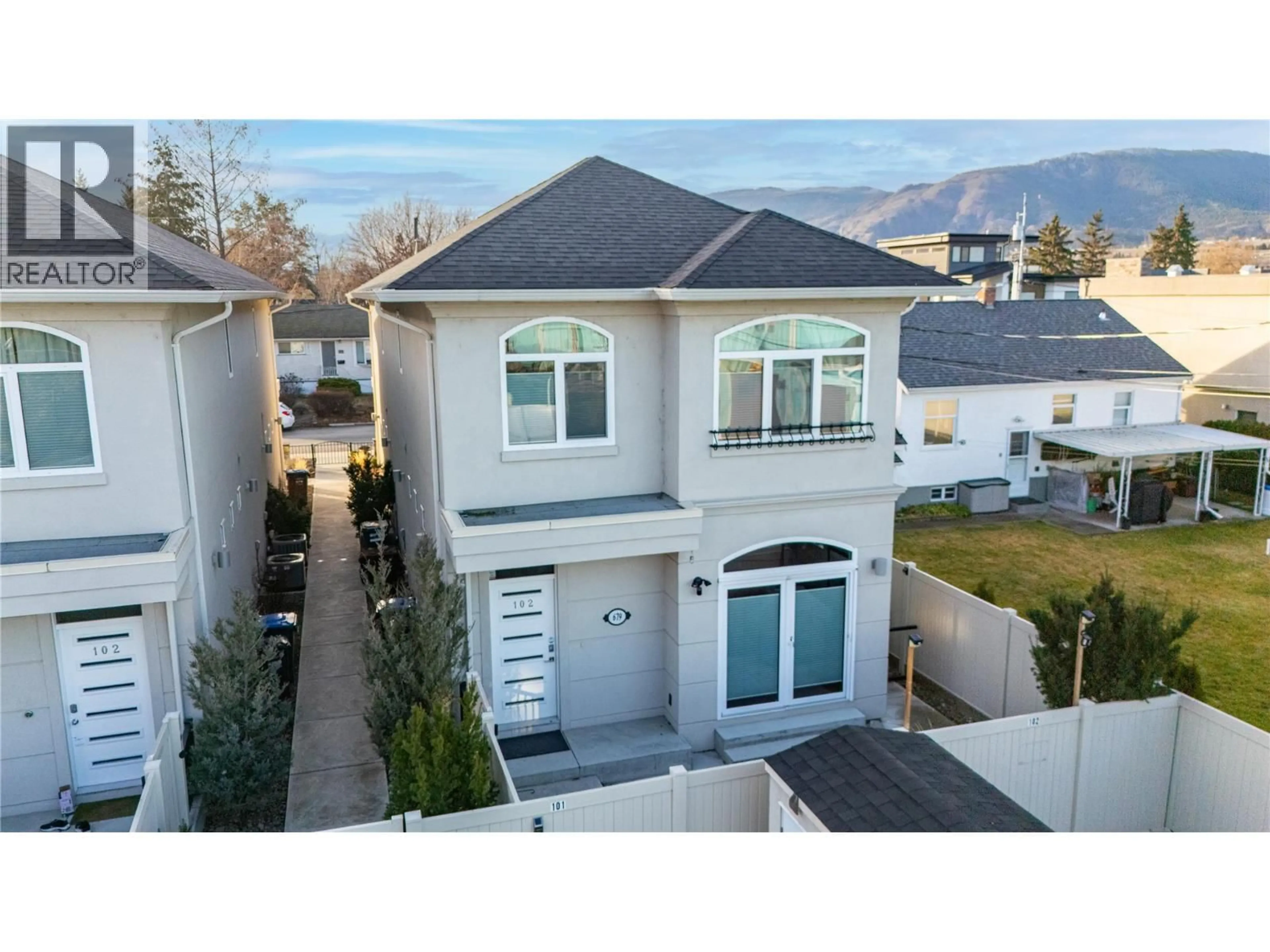 A pic from outside/outdoor area/front of a property/back of a property/a pic from drone, street for 102 - 679 CHURCHILL AVENUE, Penticton British Columbia V2A1E2