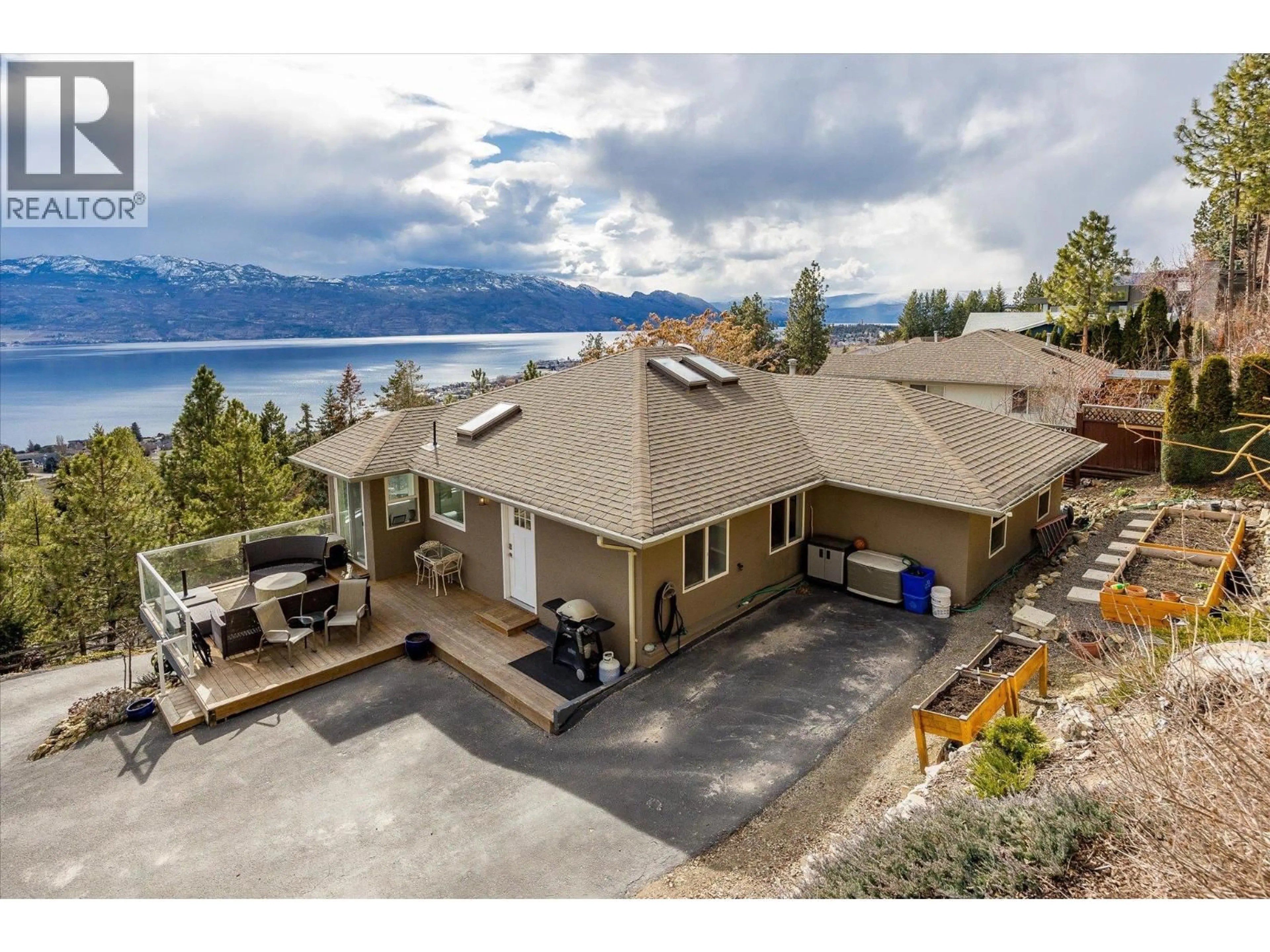 A pic from outside/outdoor area/front of a property/back of a property/a pic from drone, water/lake/river/ocean view for 1238 MCCALLUM ROAD, West Kelowna British Columbia V1Z2T9