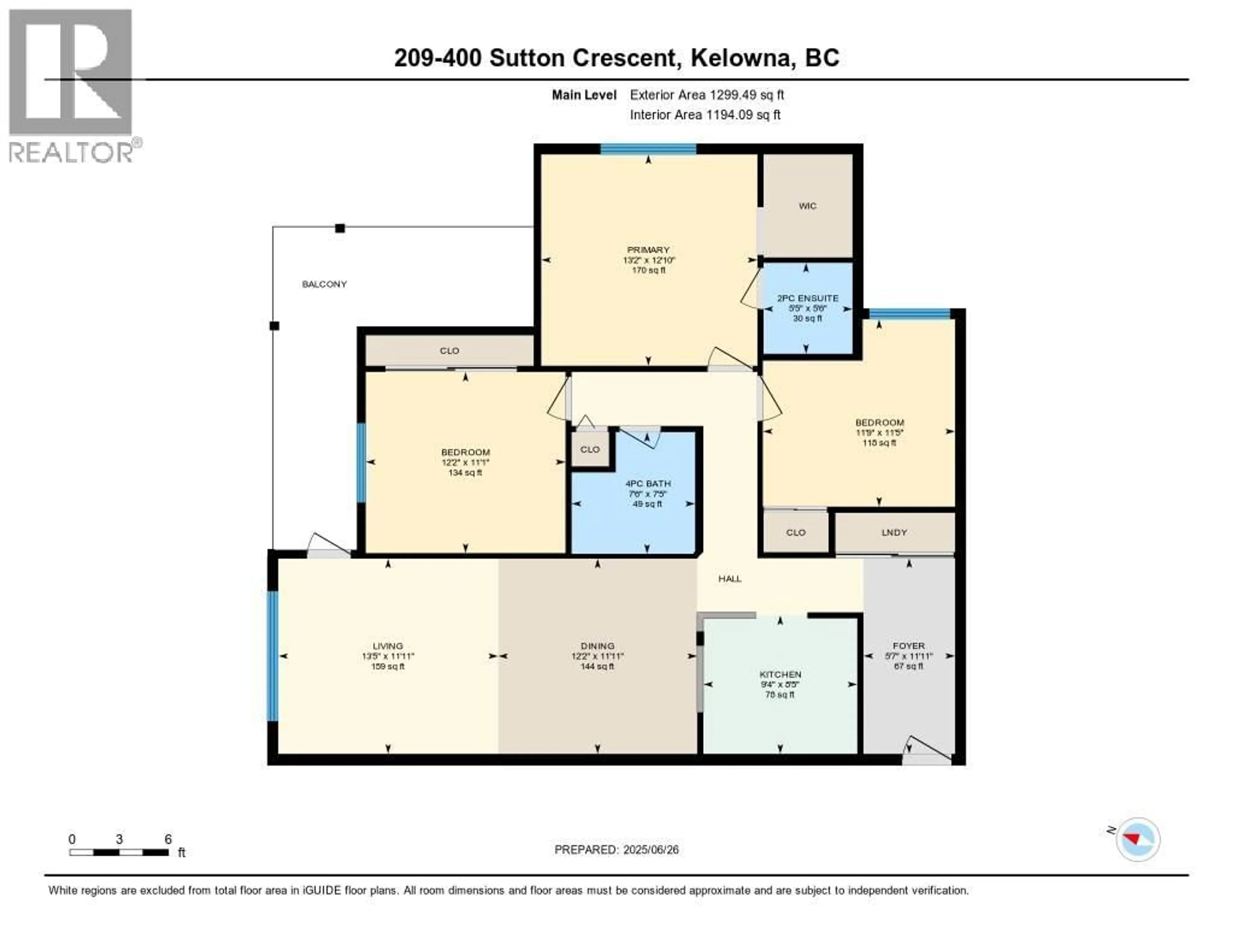 Floor plan for 209 - 400 SUTTON CRESCENT, Kelowna British Columbia V1Y1Y3