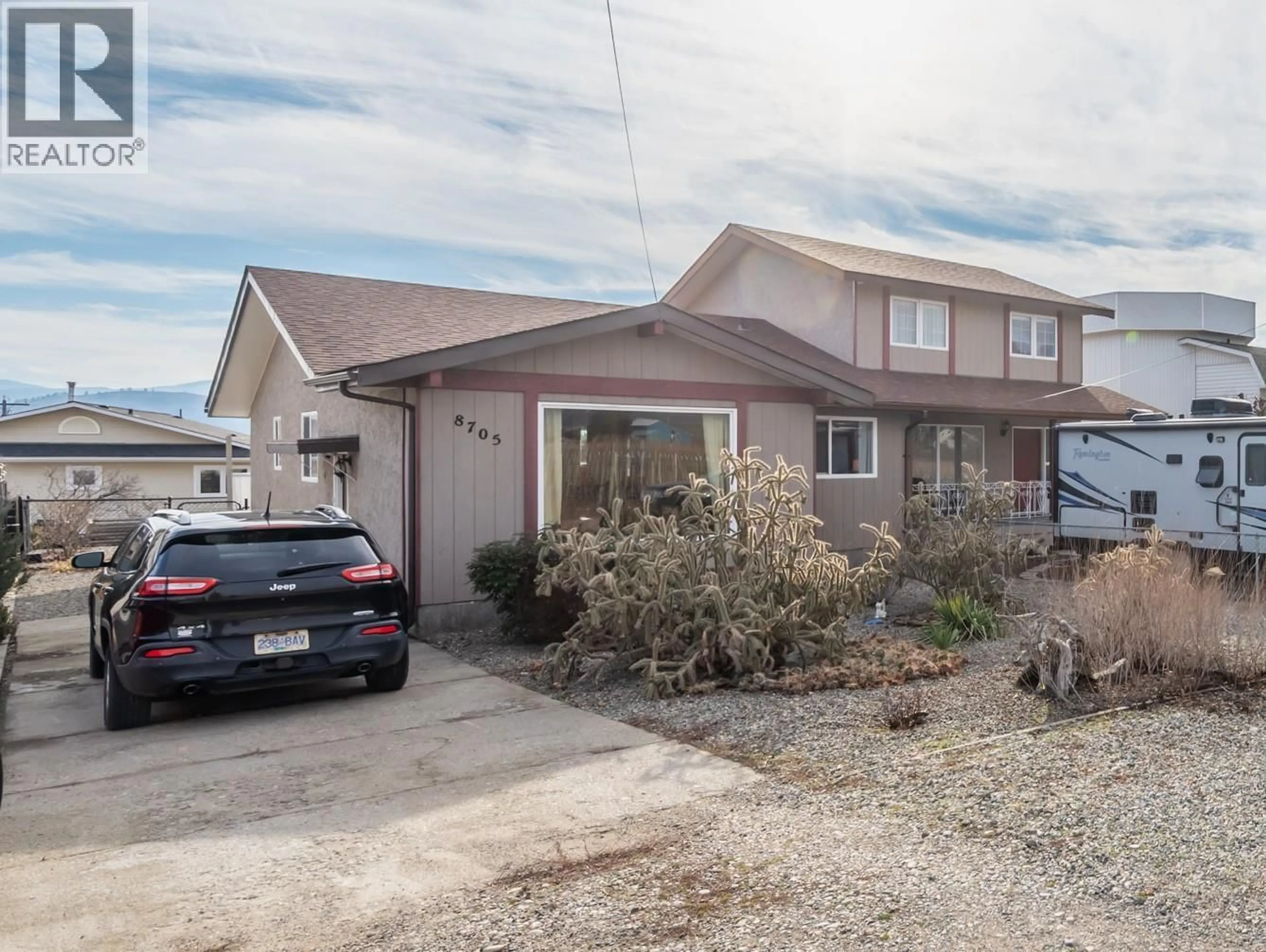 Home with vinyl exterior material, street for 8705 92ND AVENUE, Osoyoos British Columbia V0H1V2