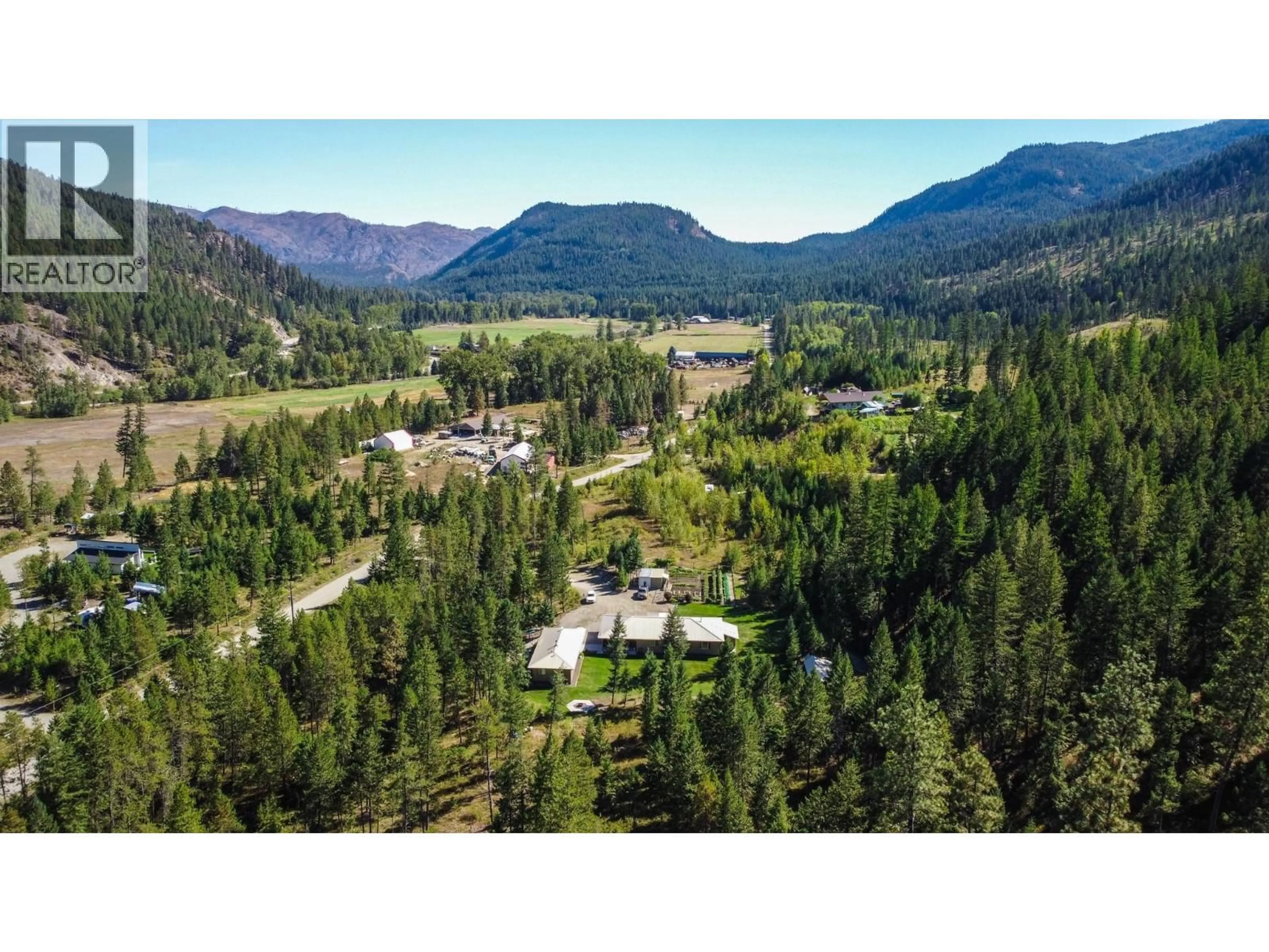 A pic from outside/outdoor area/front of a property/back of a property/a pic from drone, mountain view for 3437 BLYTHE-RHONE ROAD, Westbridge British Columbia V0H1Y0