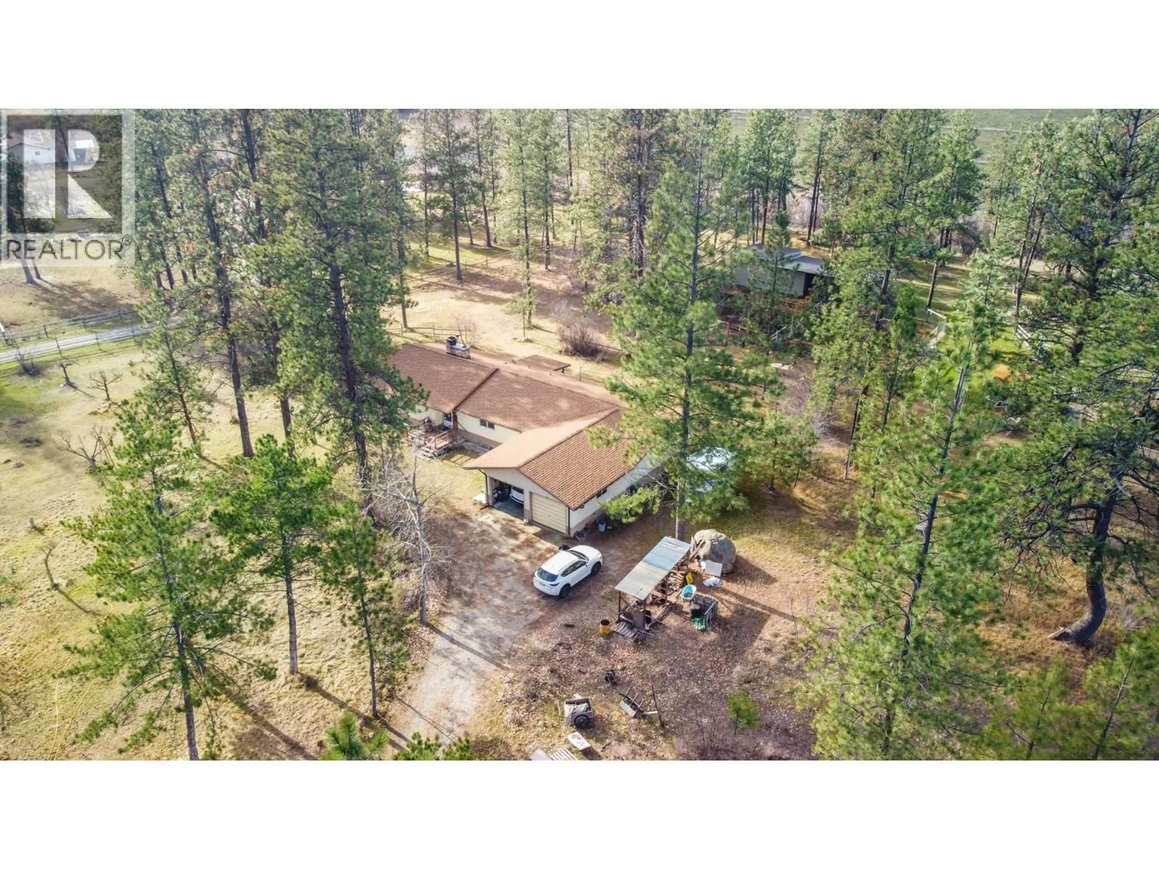 A pic from outside/outdoor area/front of a property/back of a property/a pic from drone, forest/trees view for 698 GREEN LAKE ROAD, Oliver British Columbia V0H1T5