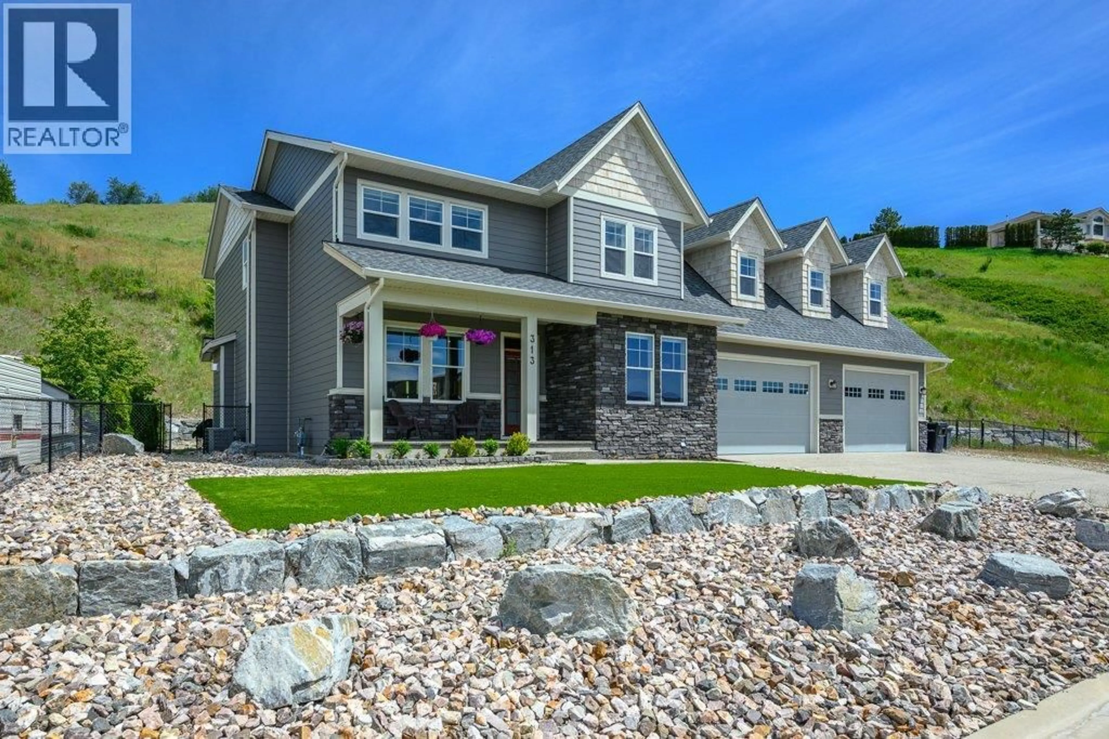 Home with vinyl exterior material, street for 313 BALDY PLACE, Vernon British Columbia V1B0A3