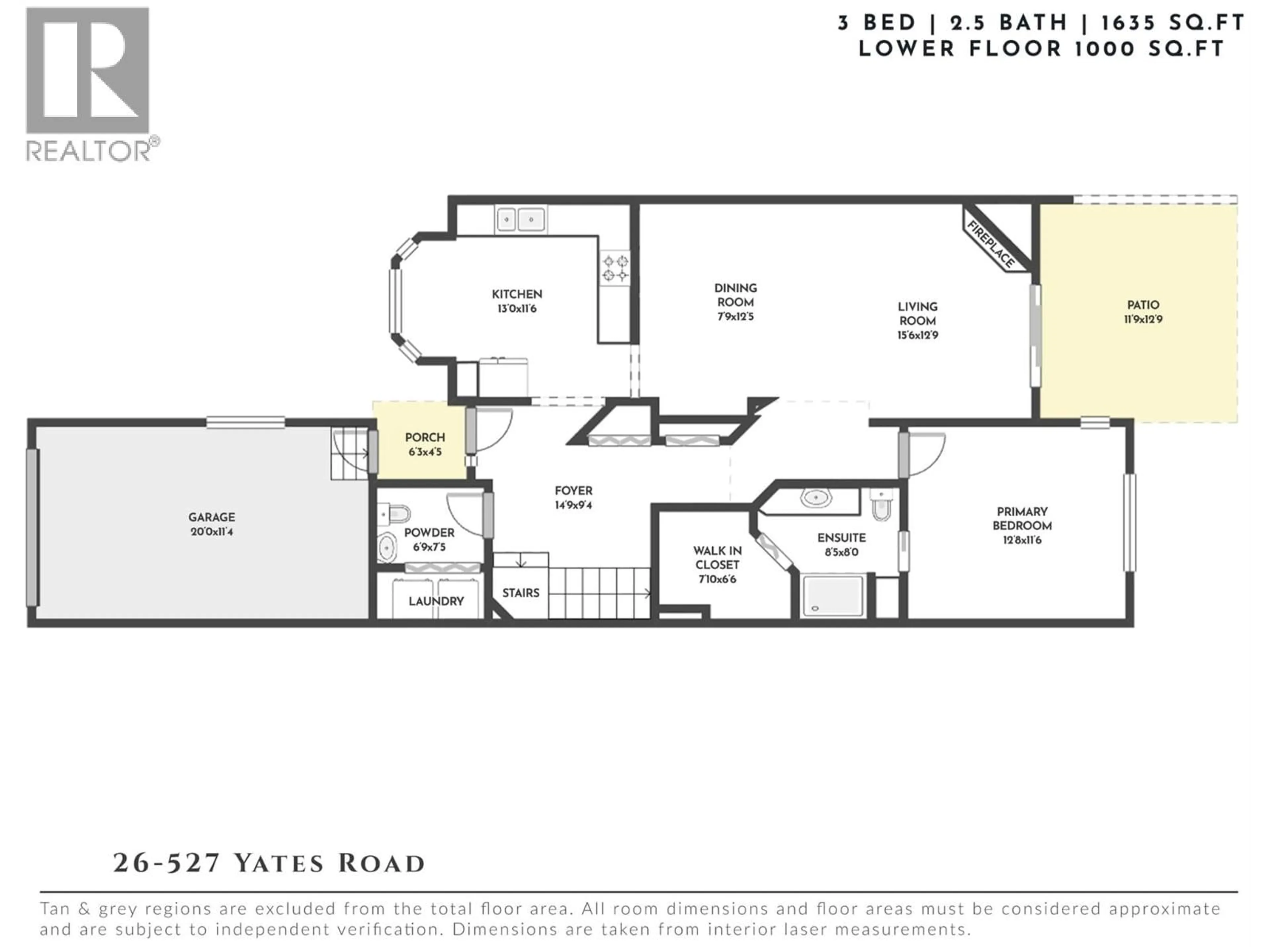 Floor plan for 26 - 527 YATES ROAD, Kelowna British Columbia V1V1Z5