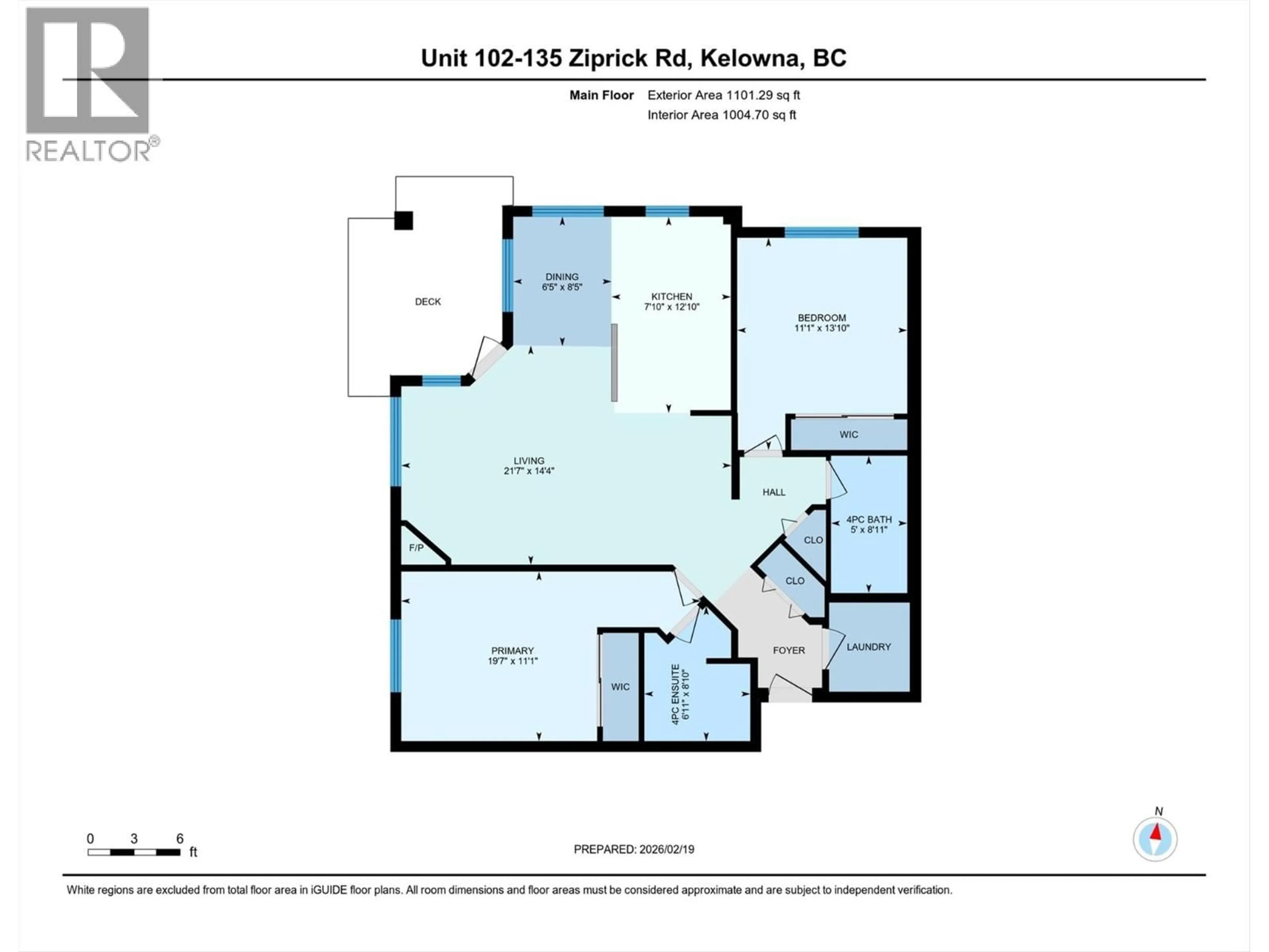 Floor plan for 102 - 135 ZIPRICK ROAD, Kelowna British Columbia V1X8B2