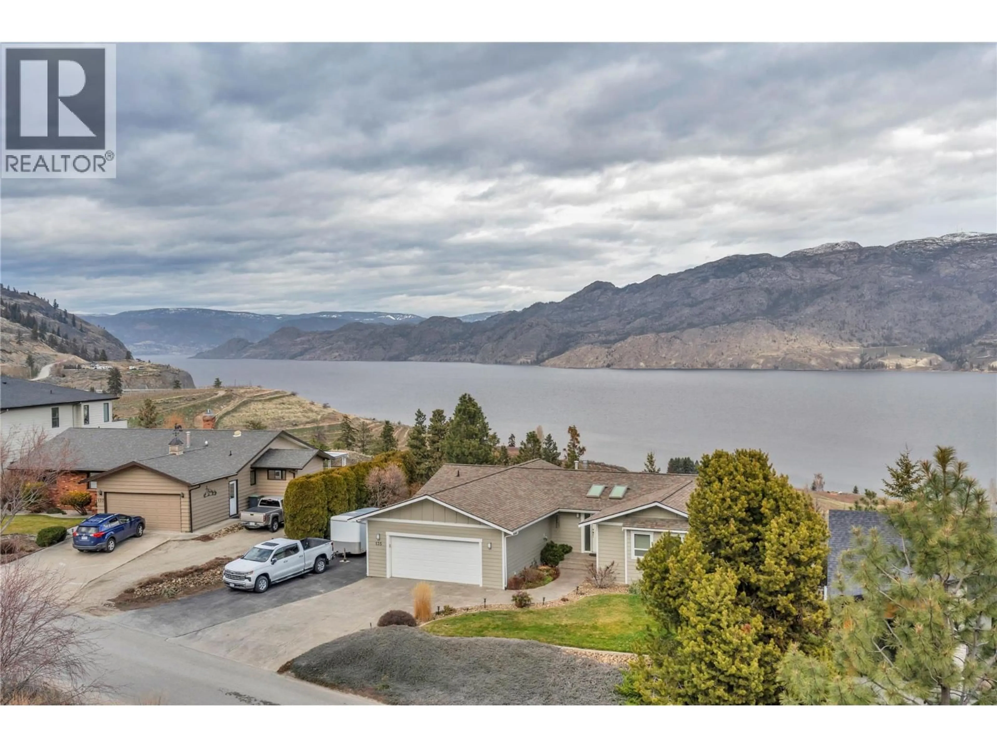 A pic from outside/outdoor area/front of a property/back of a property/a pic from drone, water/lake/river/ocean view for 136 SUMAC RIDGE DRIVE, Summerland British Columbia V0H1Z6