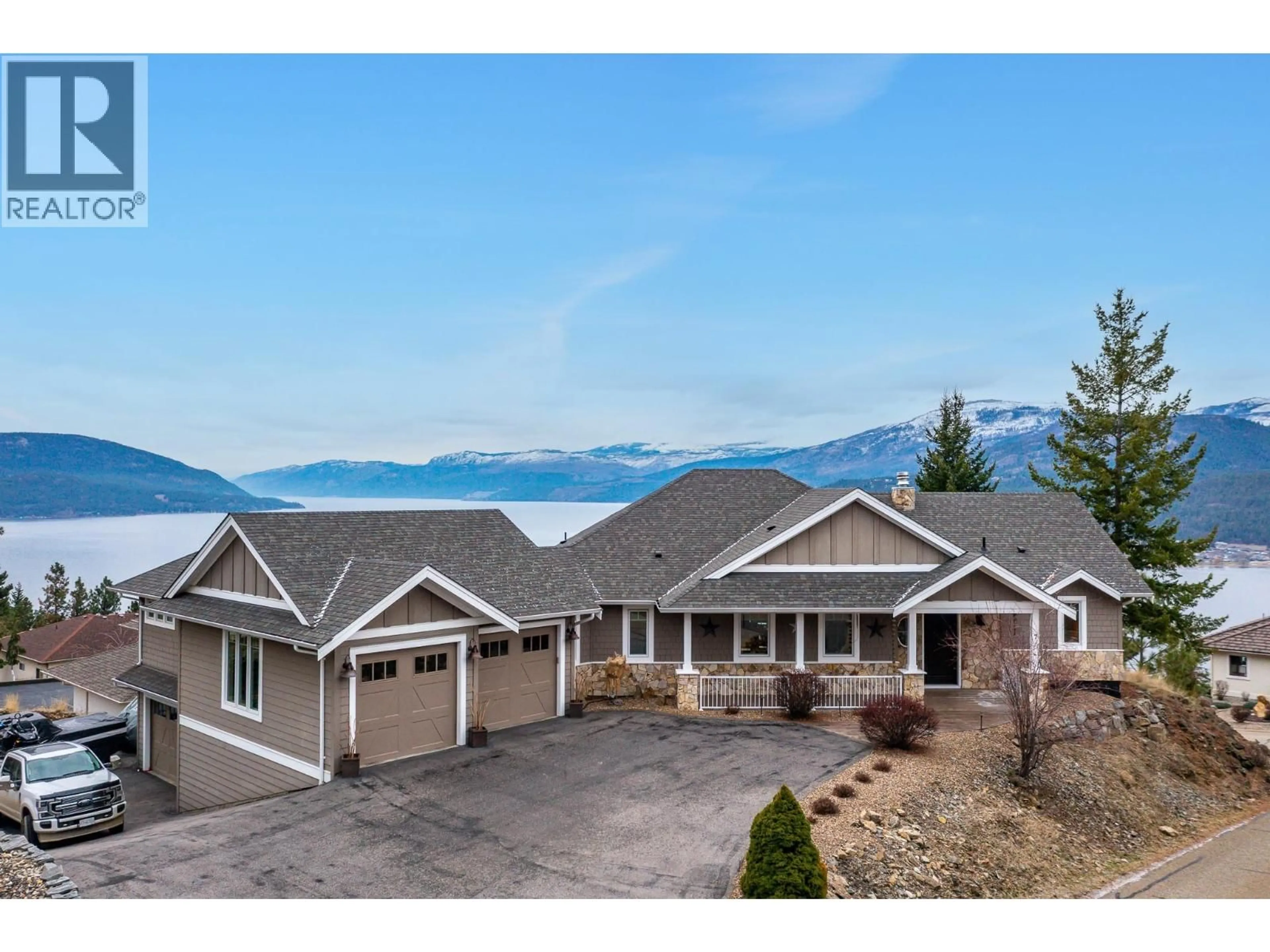 A pic from outside/outdoor area/front of a property/back of a property/a pic from drone, mountain view for 7 - 9196 TRONSON ROAD, Vernon British Columbia V1H1E8