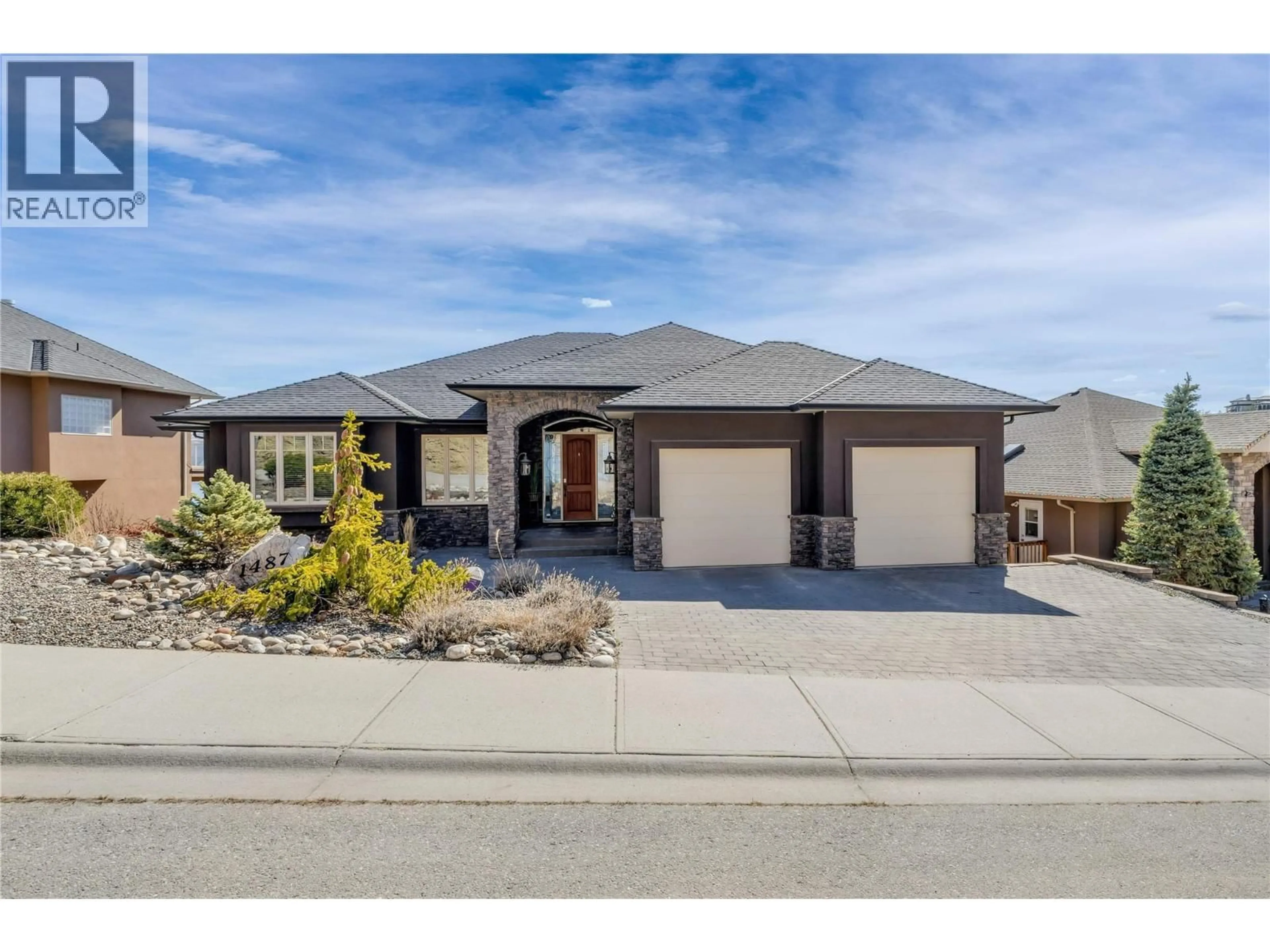 Home with brick exterior material, street for 1487 PINOT GRIS DRIVE, West Kelowna British Columbia V4T2Y6