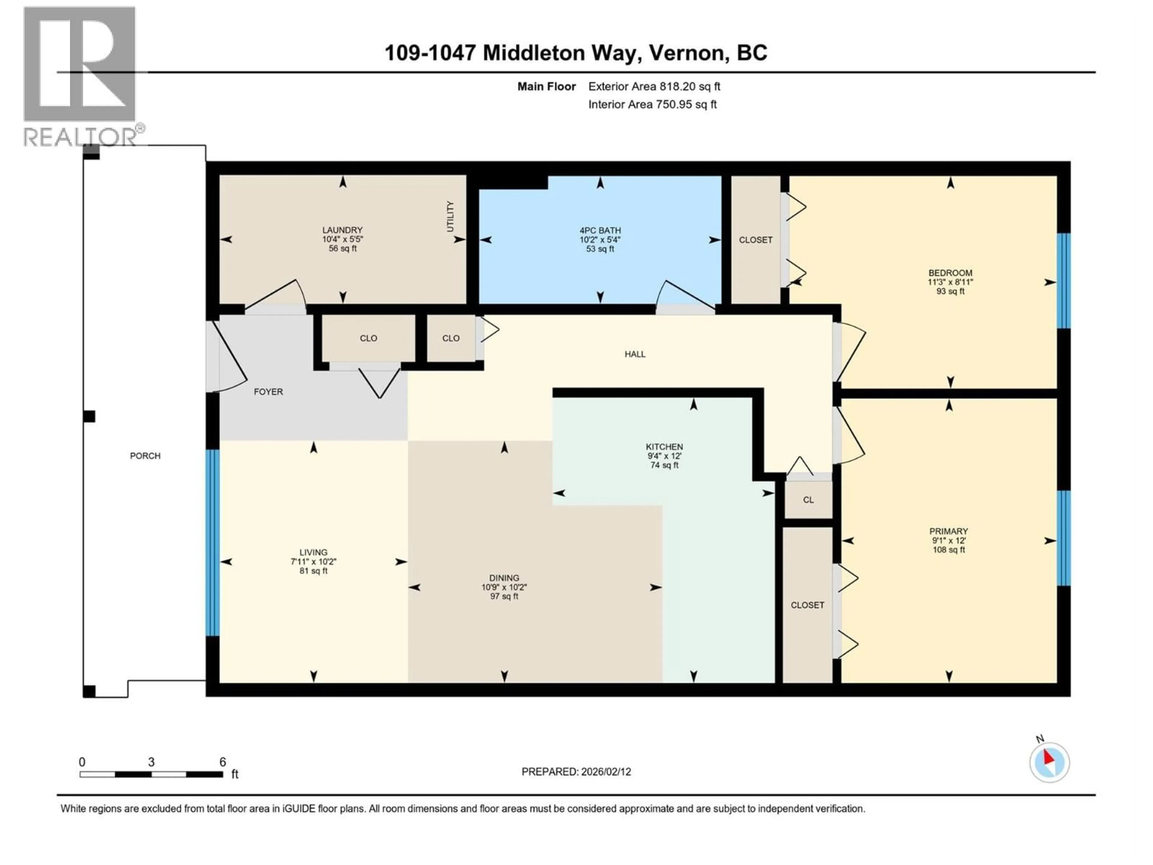 Floor plan for 109 - 1047 MIDDLETON WAY, Vernon British Columbia V1B2N3