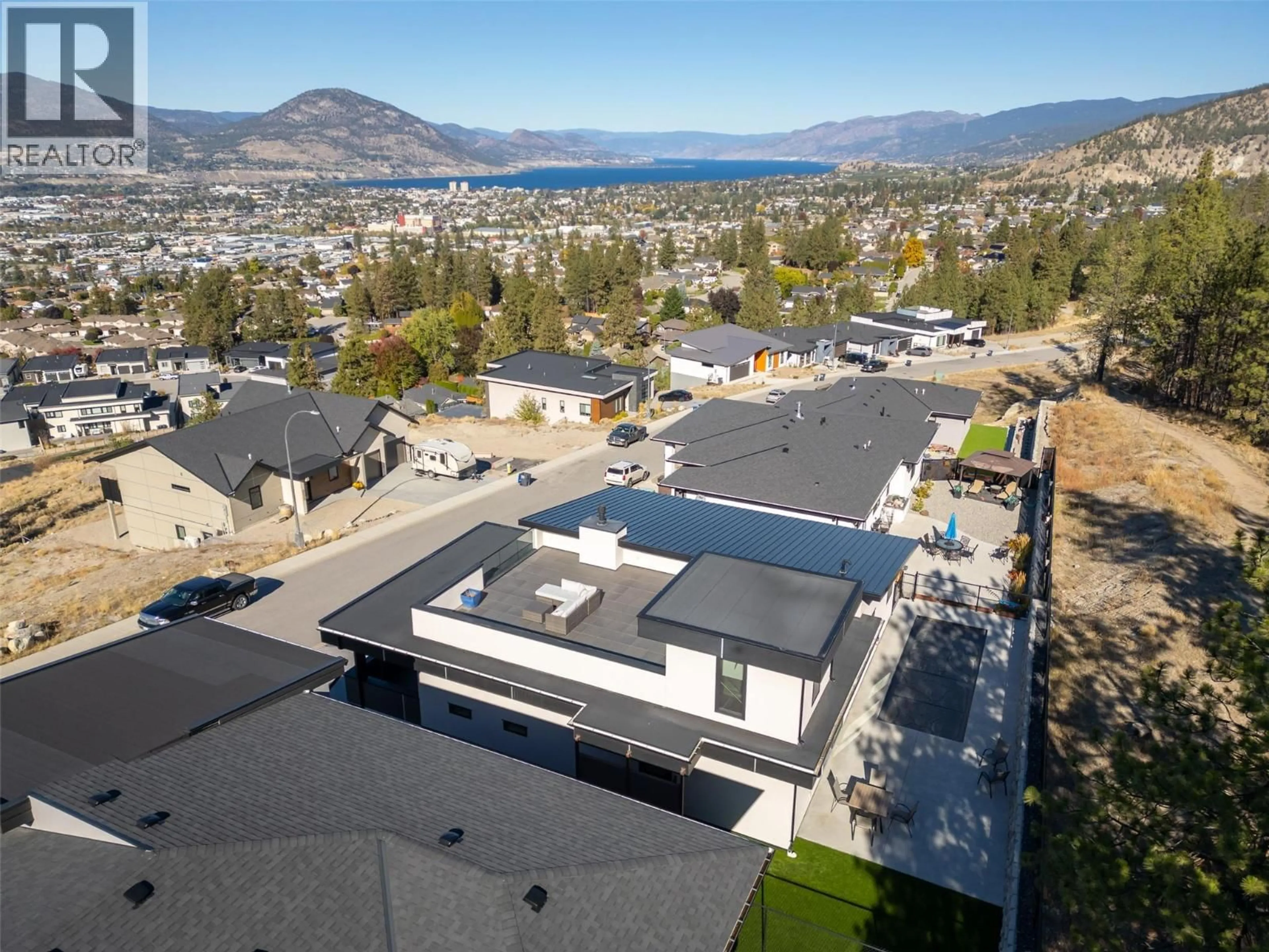 A pic from outside/outdoor area/front of a property/back of a property/a pic from drone, mountain view for 2776 HAWTHORN DRIVE, Penticton British Columbia V2A0C2