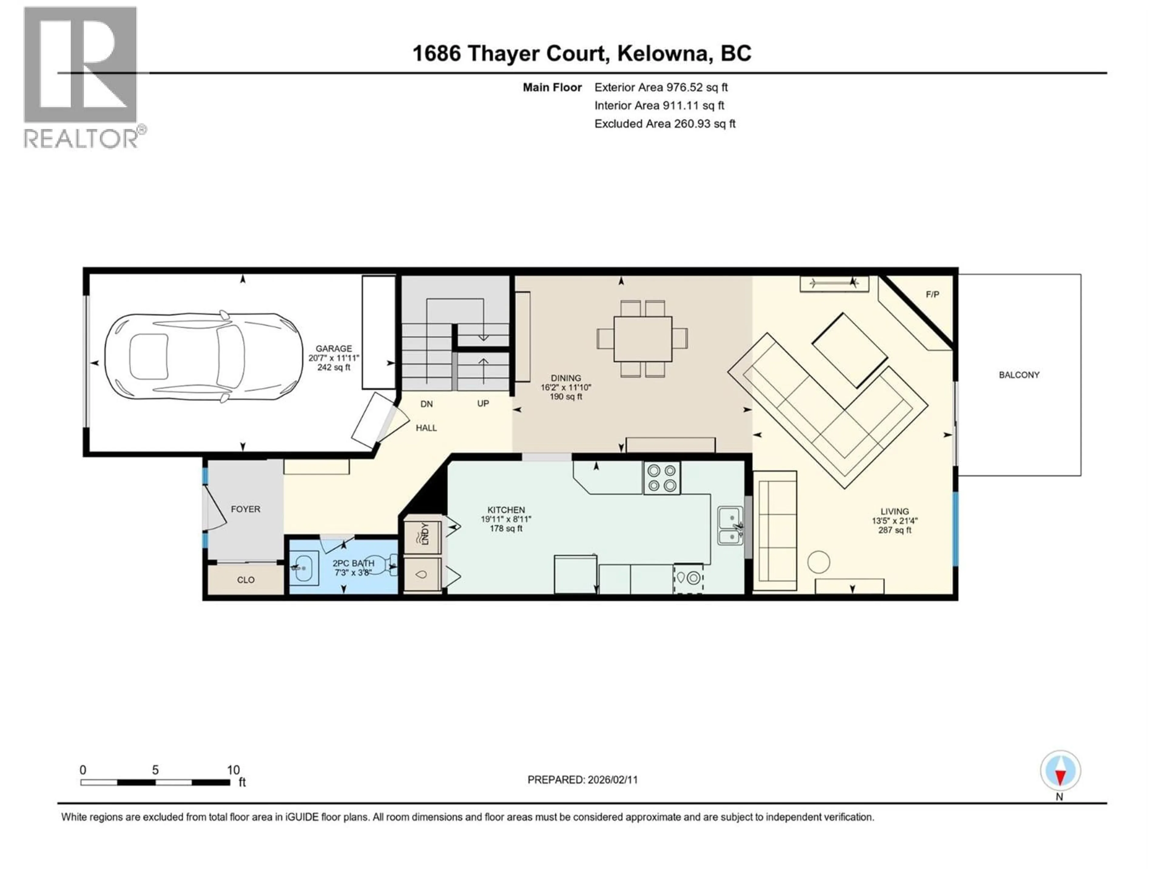 Floor plan for 1686 THAYER COURT, Kelowna British Columbia V1Y8M2