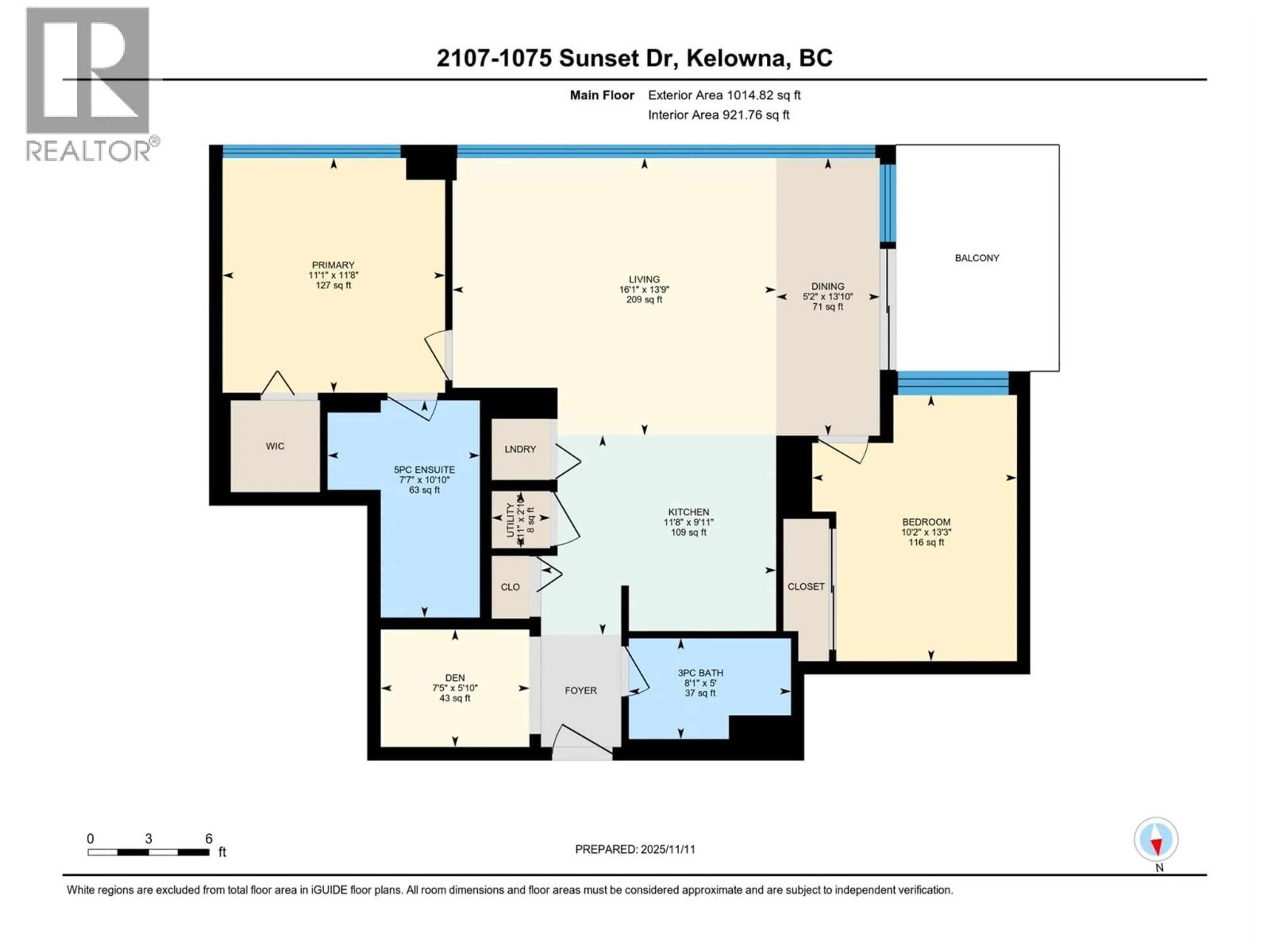 Floor plan for 2107 - 1075 SUNSET DRIVE, Kelowna British Columbia V1Y9Y9