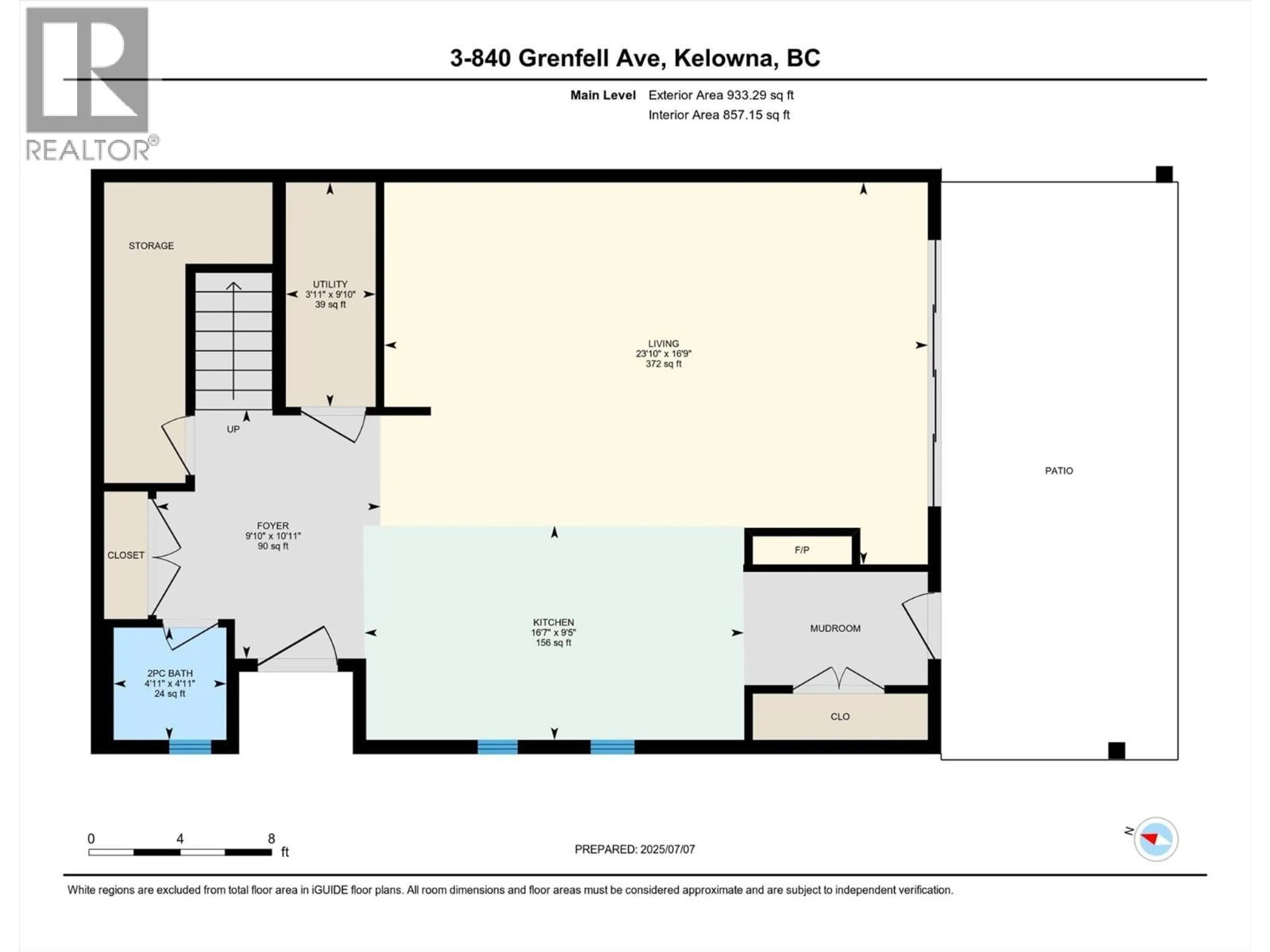 Floor plan for 3 - 840 GRENFELL AVENUE, Kelowna British Columbia V1Y5J4