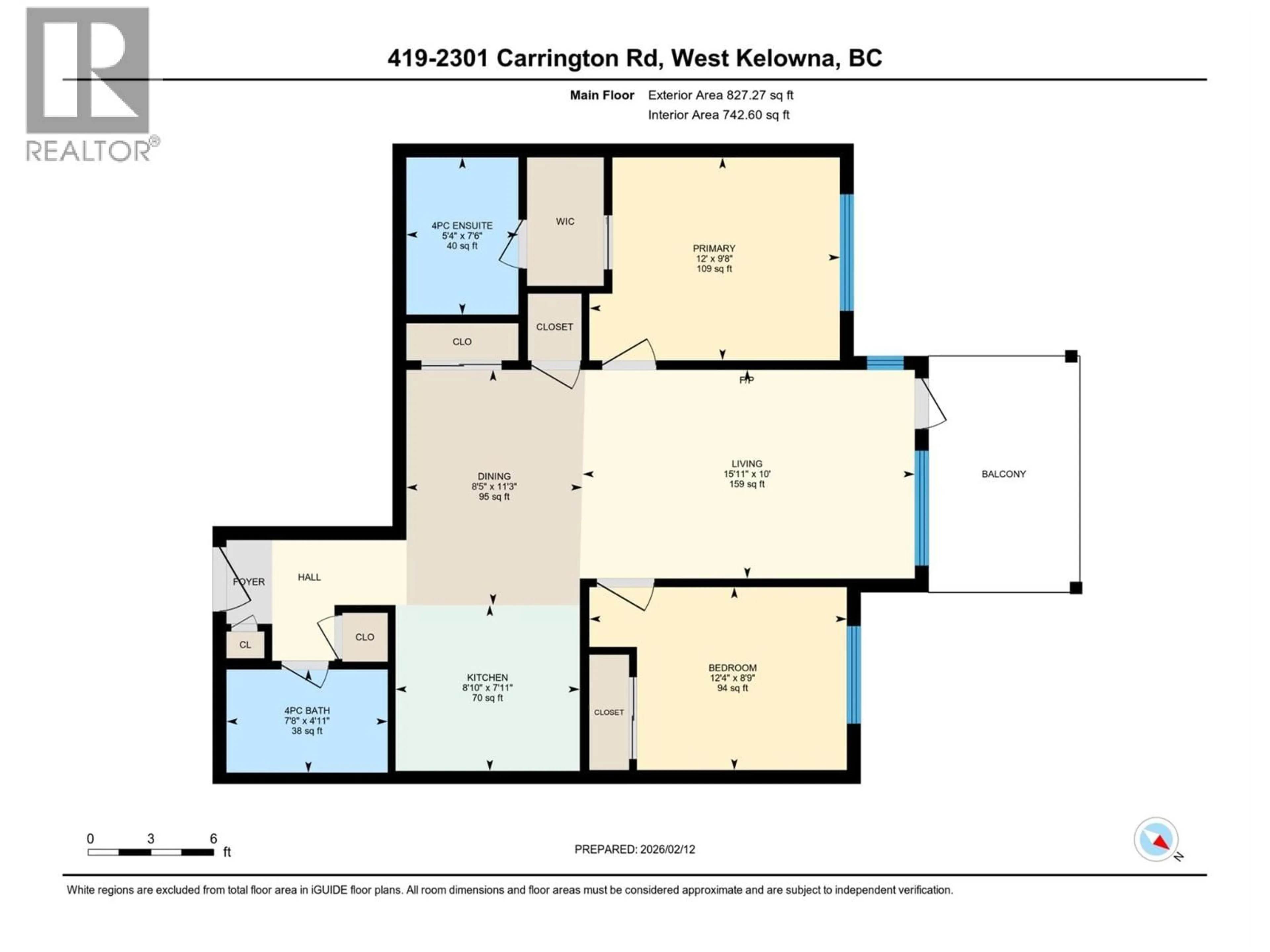 Floor plan for 419 - 2301 CARRINGTON ROAD, West Kelowna British Columbia V4T0E2