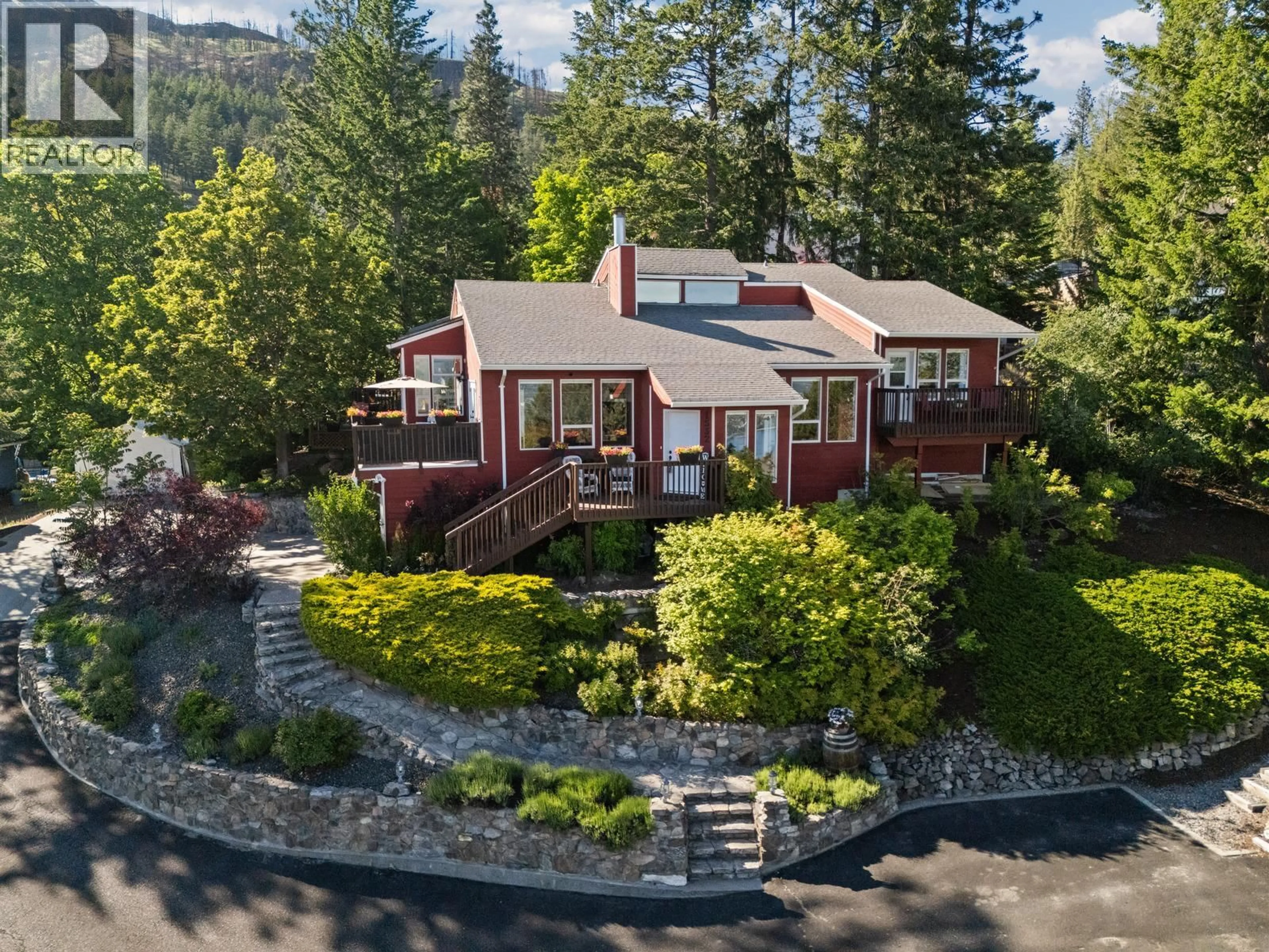 A pic from outside/outdoor area/front of a property/back of a property/a pic from drone, mountain view for 1532 KLEIN ROAD, West Kelowna British Columbia V1Z3H5