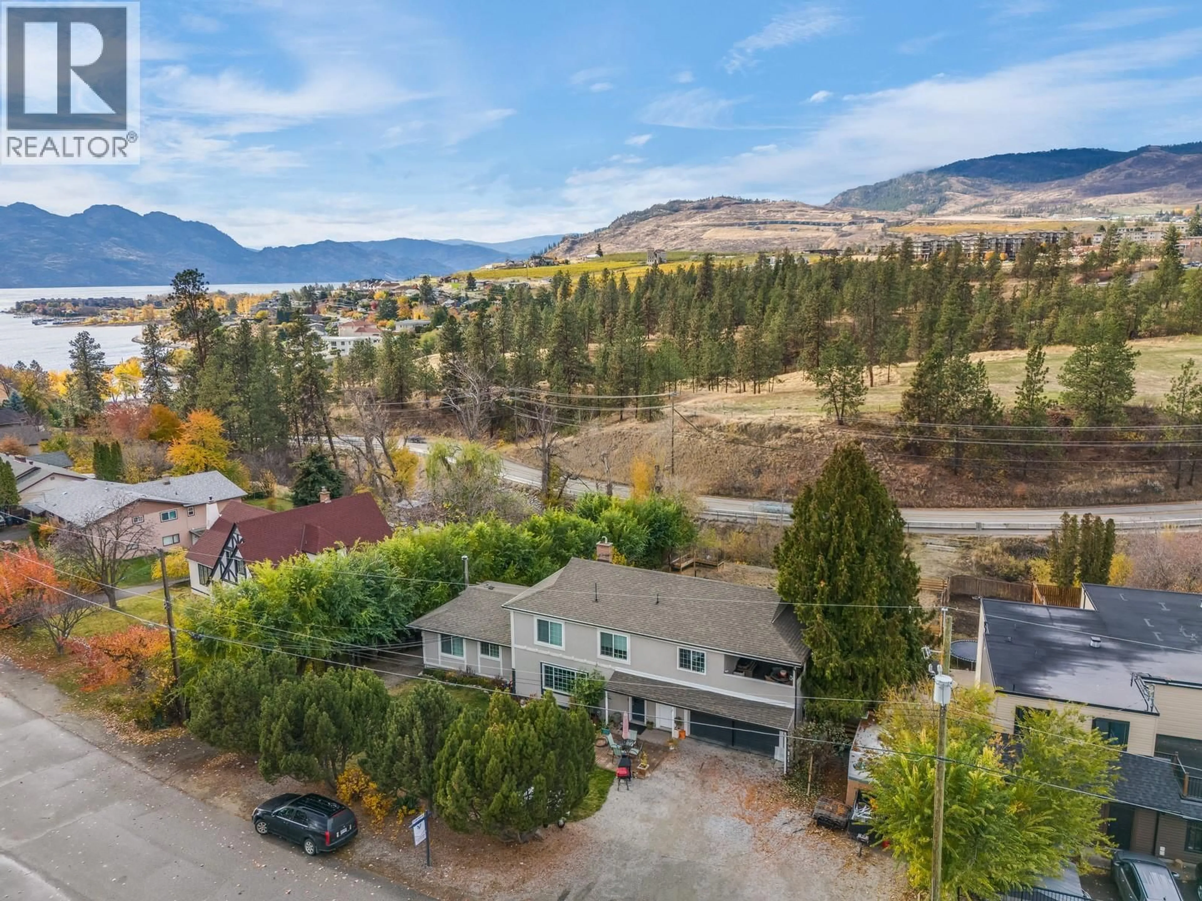 A pic from outside/outdoor area/front of a property/back of a property/a pic from drone, mountain view for 3766 WETTON ROAD, West Kelowna British Columbia V4T2C1
