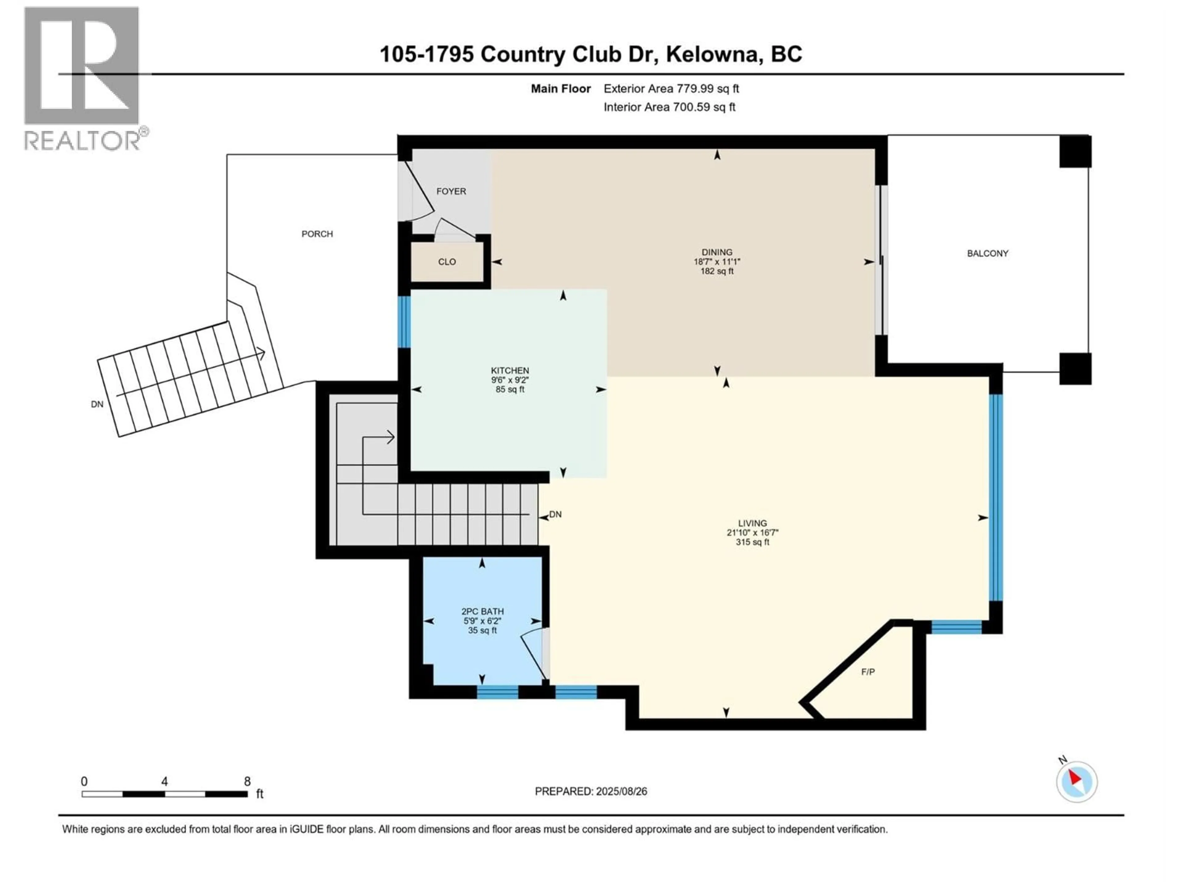 Floor plan for 105 - 1795 COUNTRY CLUB DRIVE, Kelowna British Columbia V1V2V9