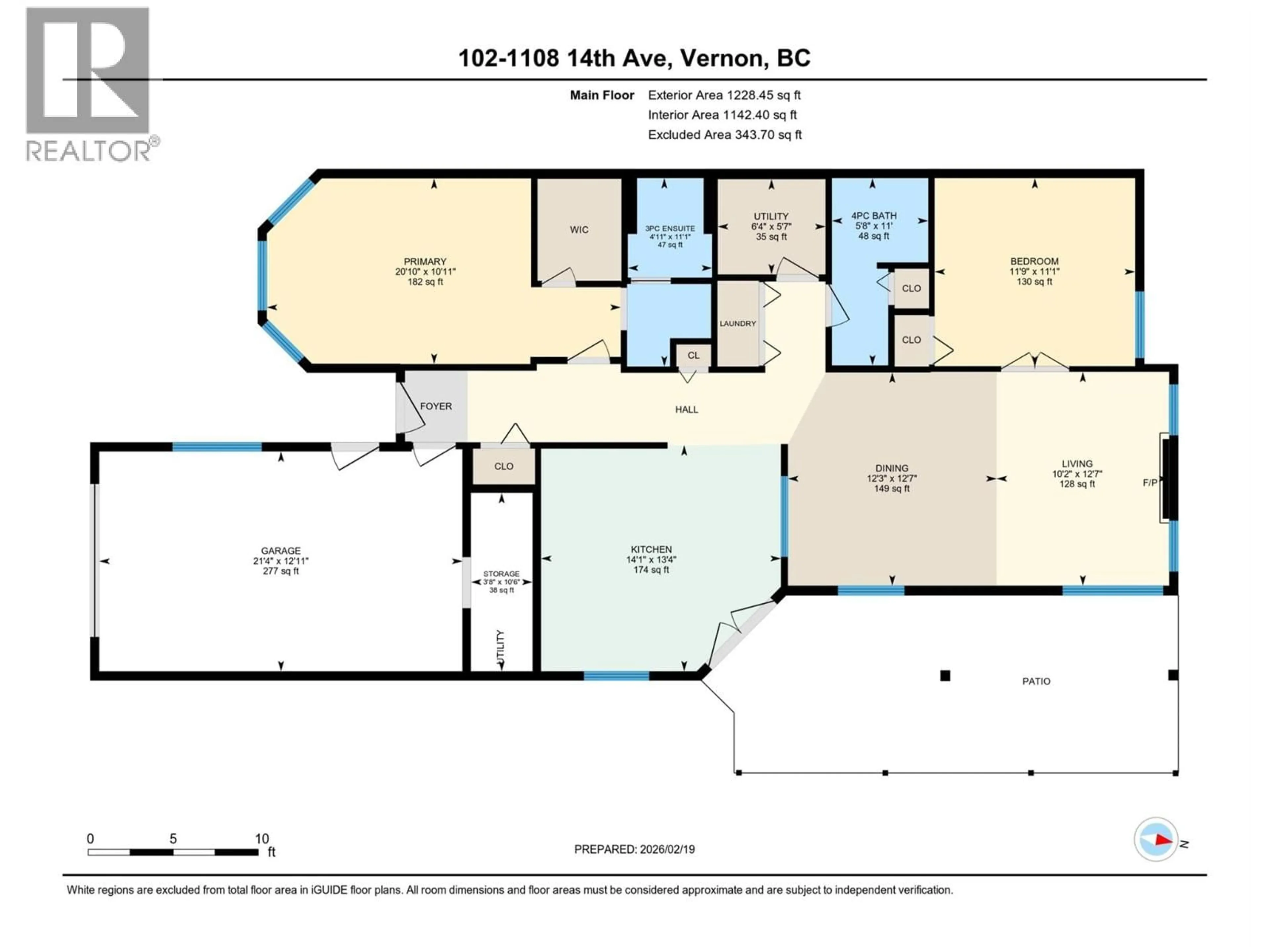 Floor plan for 102 - 1108 14 AVENUE, Vernon British Columbia V1B2S5