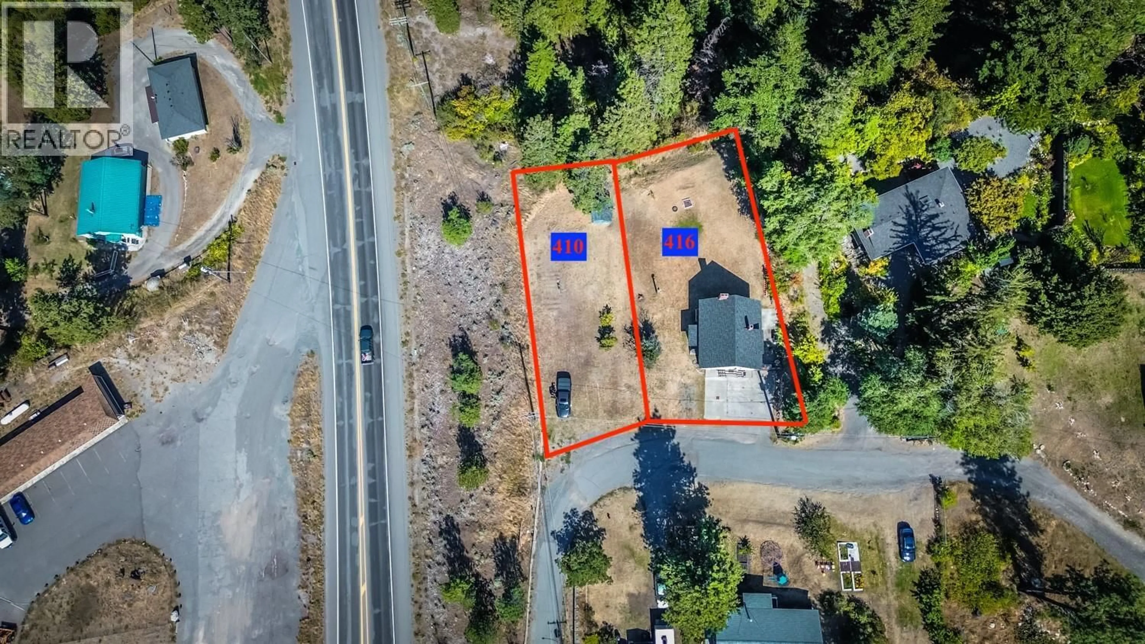 A pic from outside/outdoor area/front of a property/back of a property/a pic from drone, street for 410 & 416 PONDEROSA HEIGHTS, Lytton British Columbia V0K1Z0