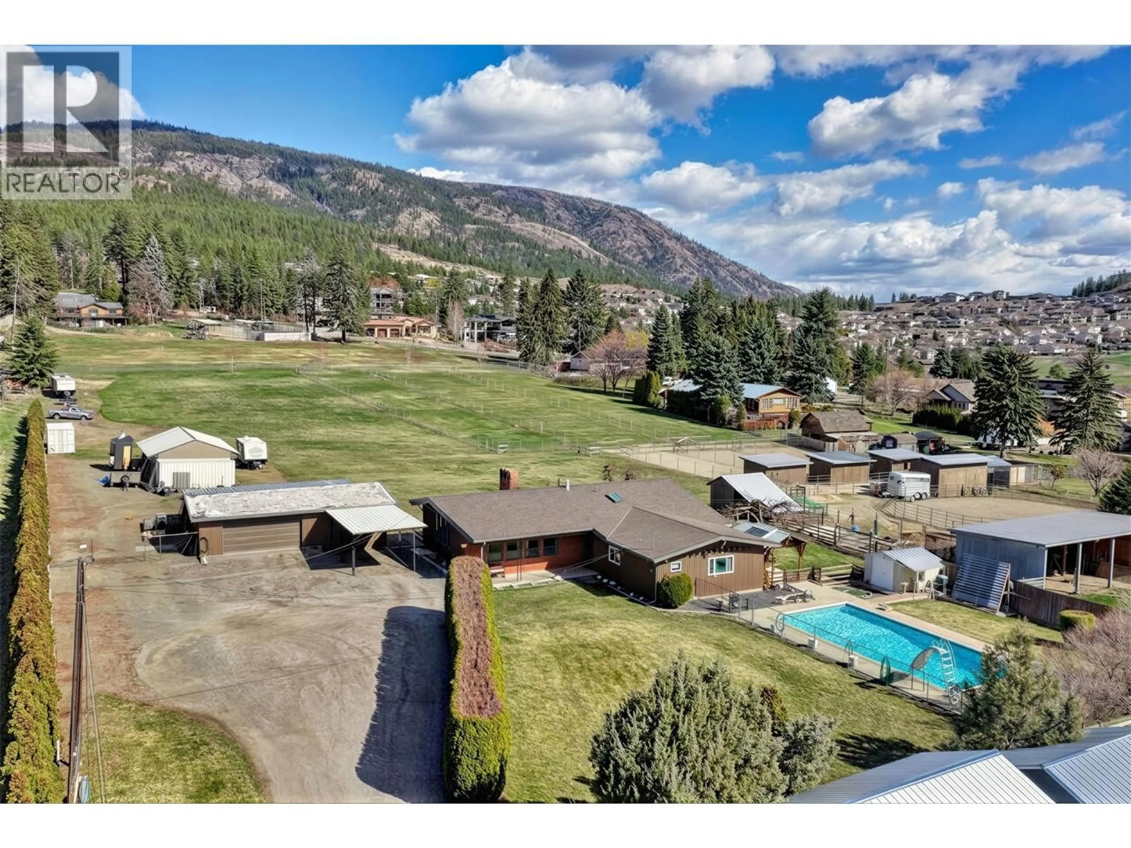 A pic from outside/outdoor area/front of a property/back of a property/a pic from drone, mountain view for 3131 ELLIOTT ROAD, West Kelowna British Columbia V4T1M7