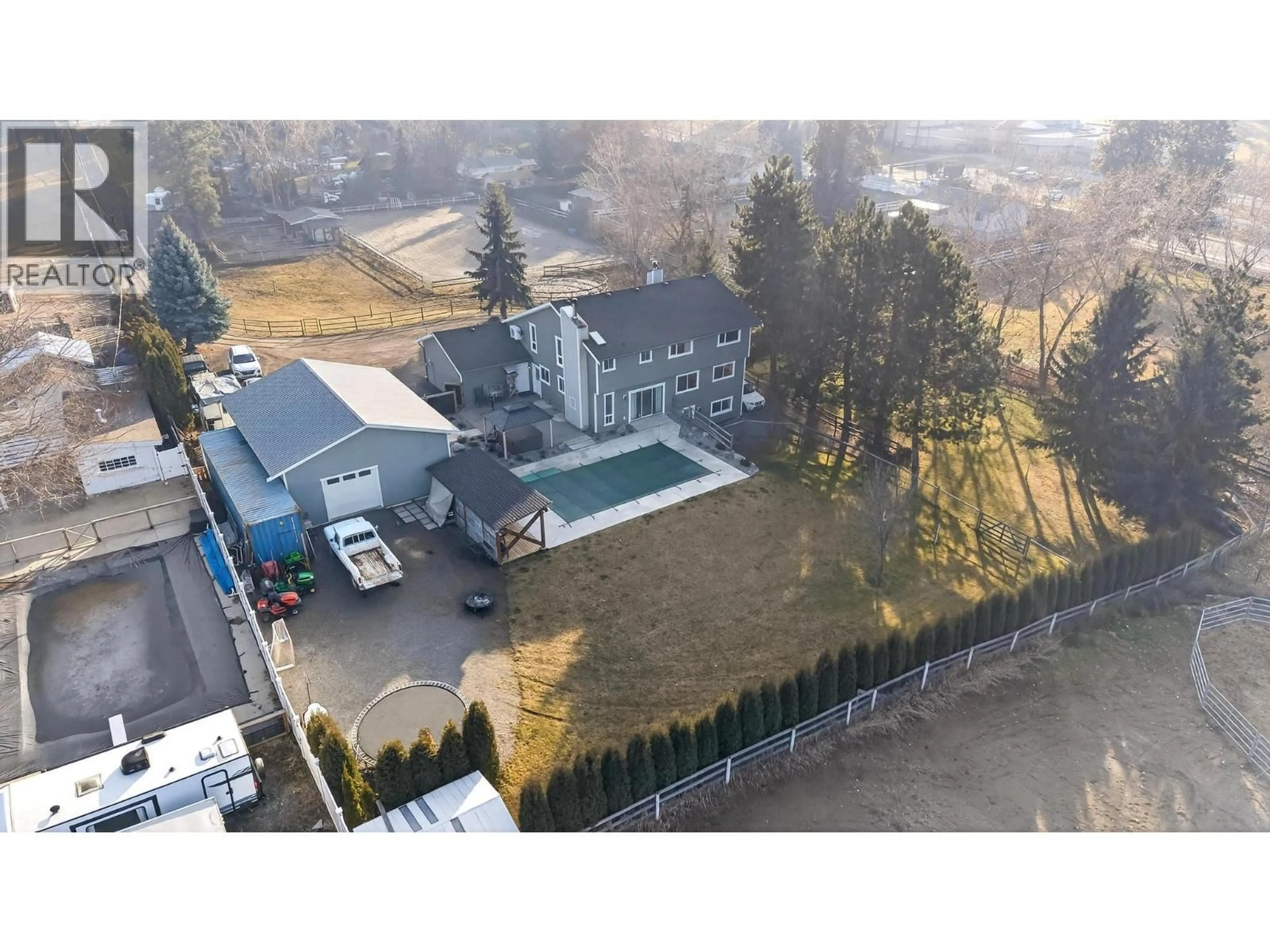 A pic from outside/outdoor area/front of a property/back of a property/a pic from drone, mountain view for 4139 WALLACE HILL ROAD, Kelowna British Columbia V1W4B6