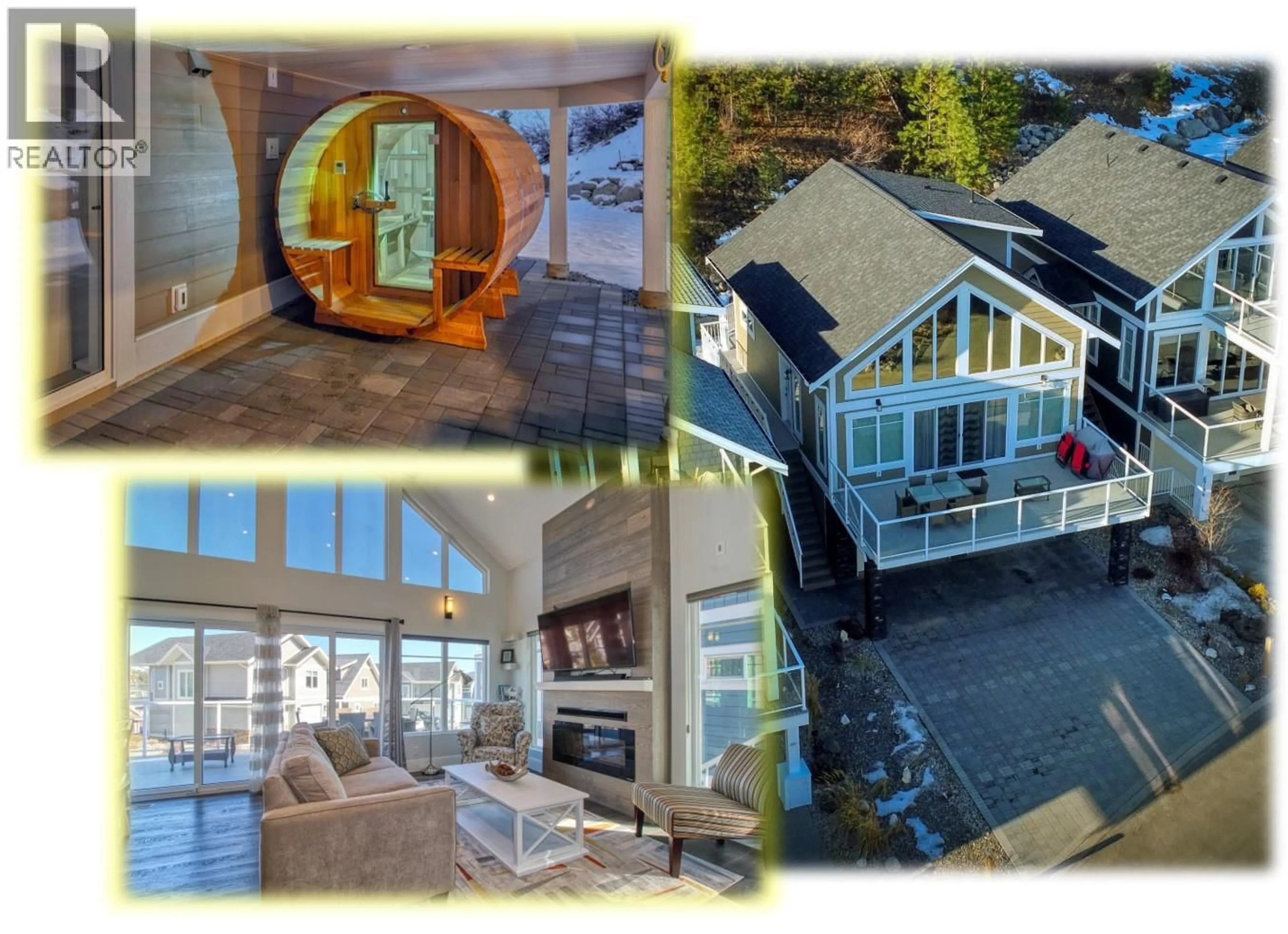 A pic from outside/outdoor area/front of a property/back of a property/a pic from drone, water/lake/river/ocean view for 302 - 6742 MARBELLA LOOP, Kelowna British Columbia V1Z3R8