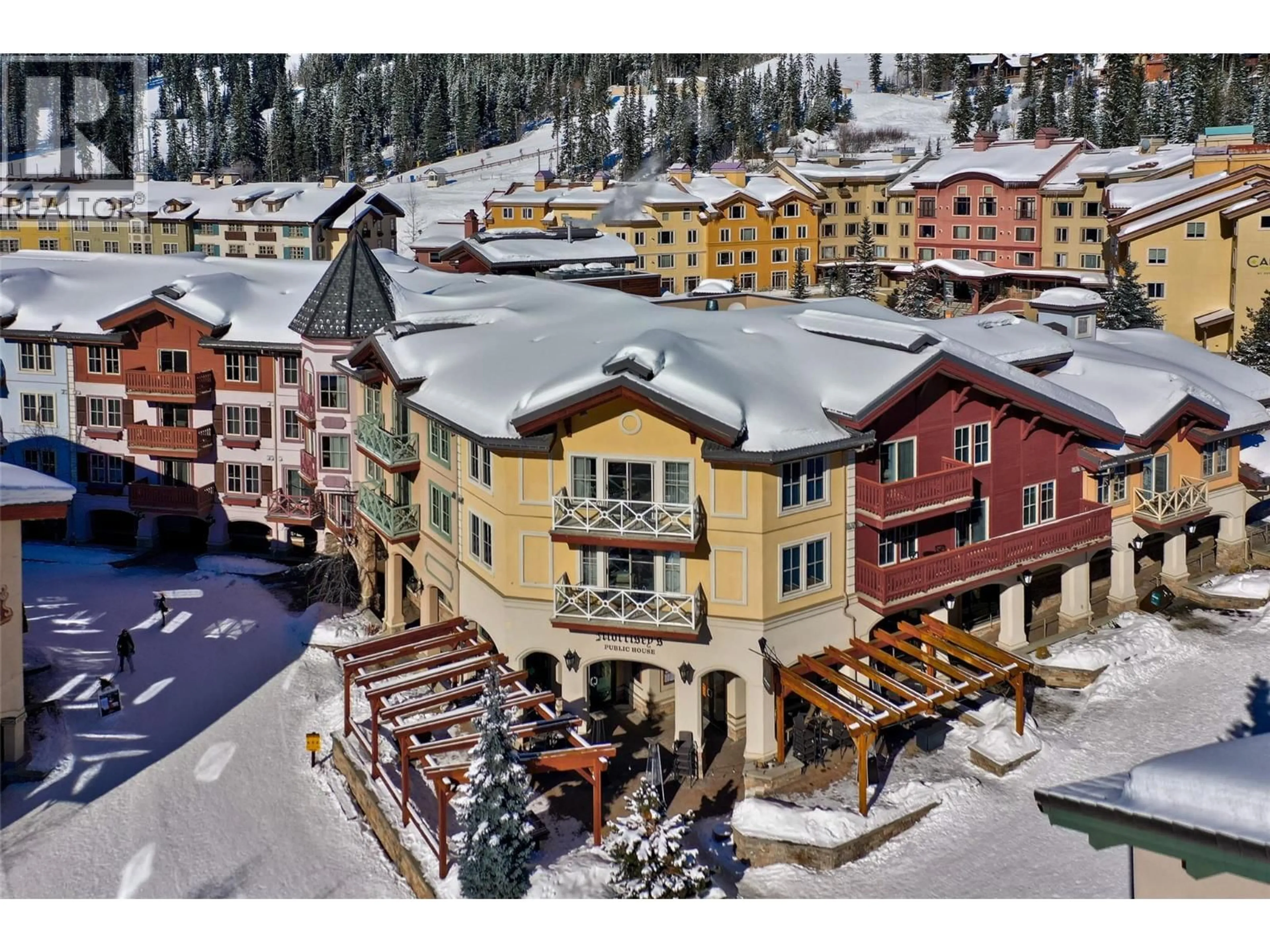 A pic from outside/outdoor area/front of a property/back of a property/a pic from drone, unknown for 1201ABCD - 3250 VILLAGE WAY, Sun Peaks British Columbia V0E5N0