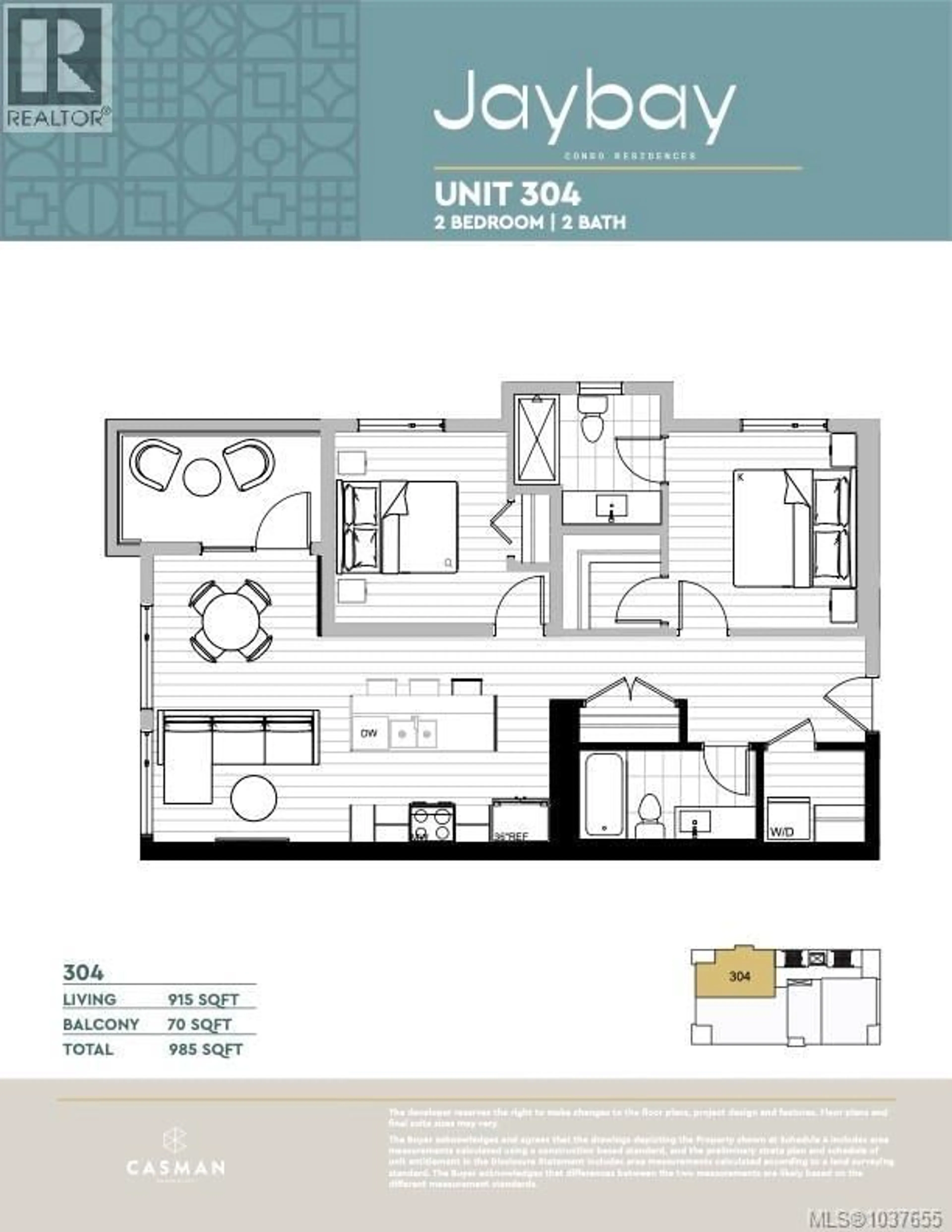 Floor plan for 304 - 511 RITHET STREET, Victoria British Columbia V8V1E4