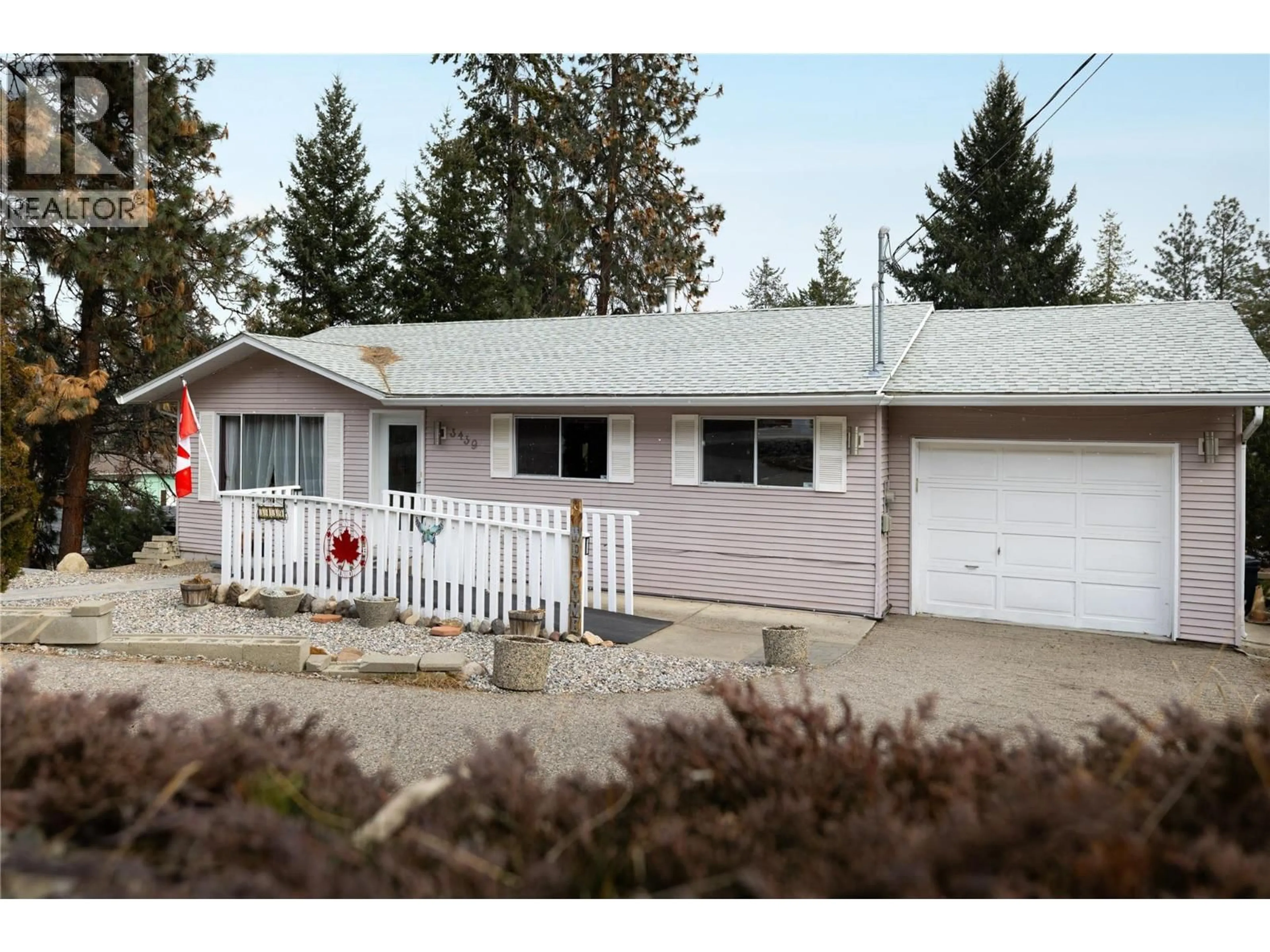 Home with vinyl exterior material, street for 3439 MCIVER ROAD, West Kelowna British Columbia V4T1H7
