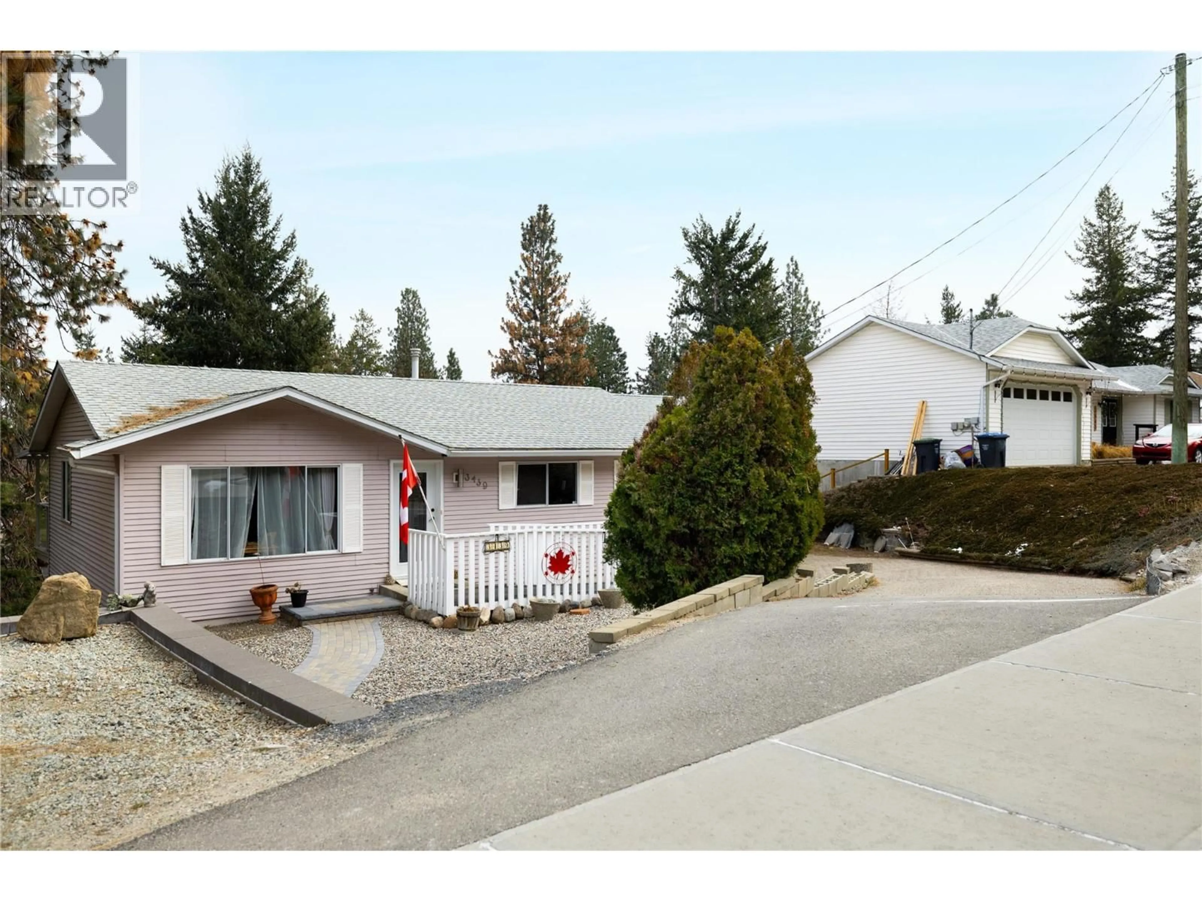 Home with vinyl exterior material, street for 3439 MCIVER ROAD, West Kelowna British Columbia V4T1H7