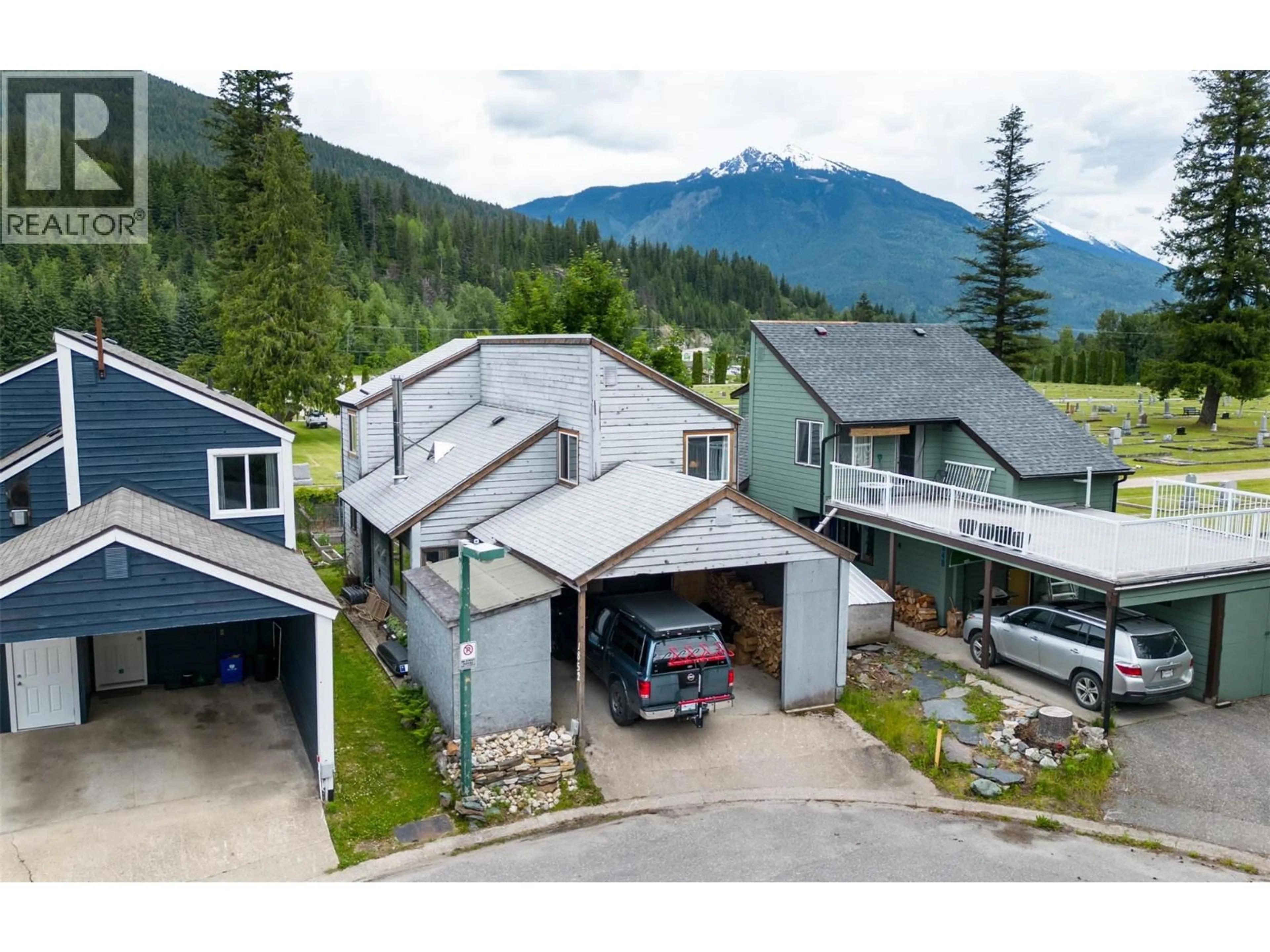 A pic from outside/outdoor area/front of a property/back of a property/a pic from drone, mountain view for 1852 CORBIN PLACE, Revelstoke British Columbia V0E2S0
