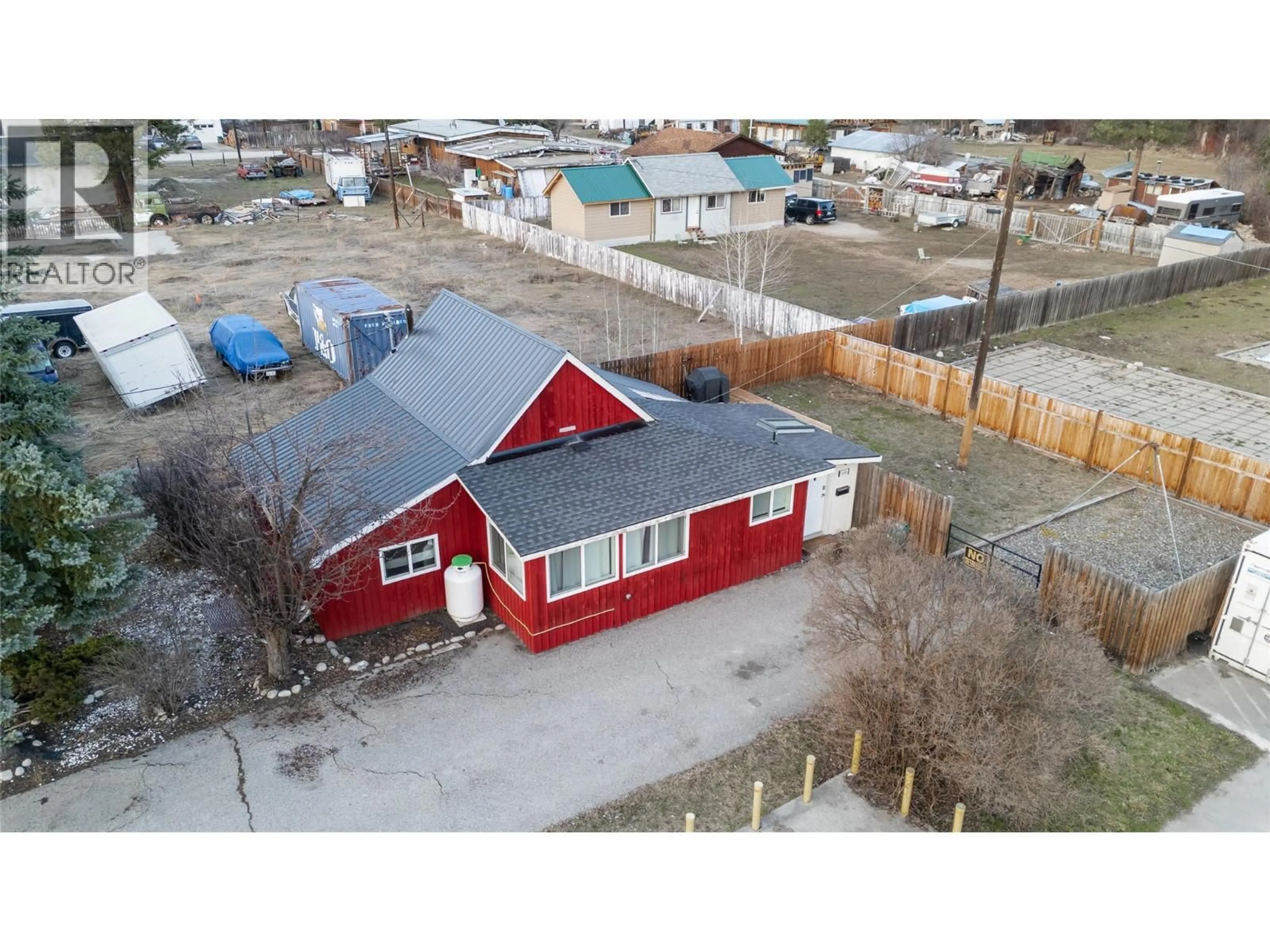 A pic from outside/outdoor area/front of a property/back of a property/a pic from drone, street for 5844 HIGHWAY 33 OTHER, Beaverdell British Columbia V0H1Y0