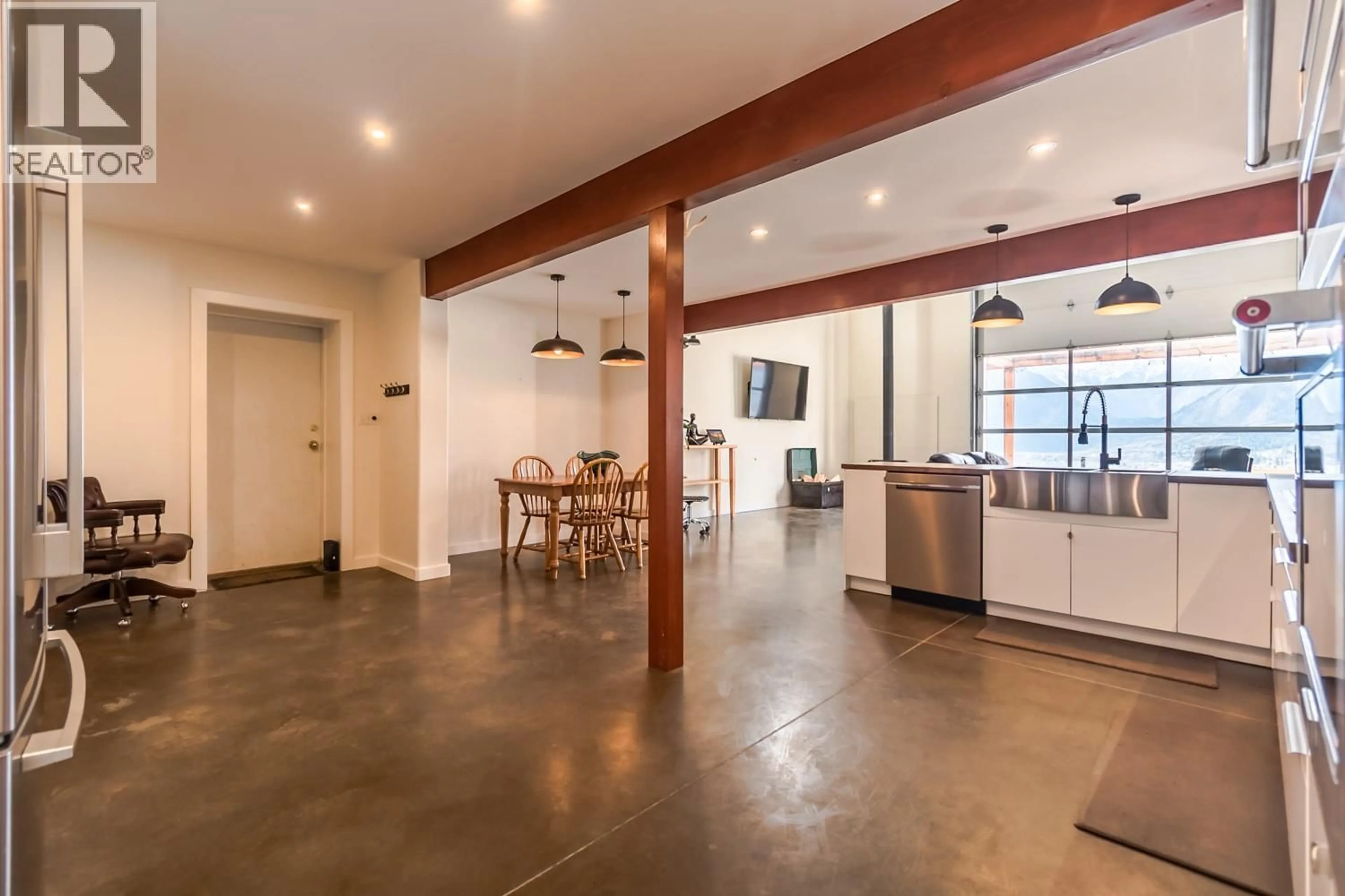 Open concept kitchen, cement floor for 4142 99 HWY N ROAD NORTH, Lillooet British Columbia V0K1V0